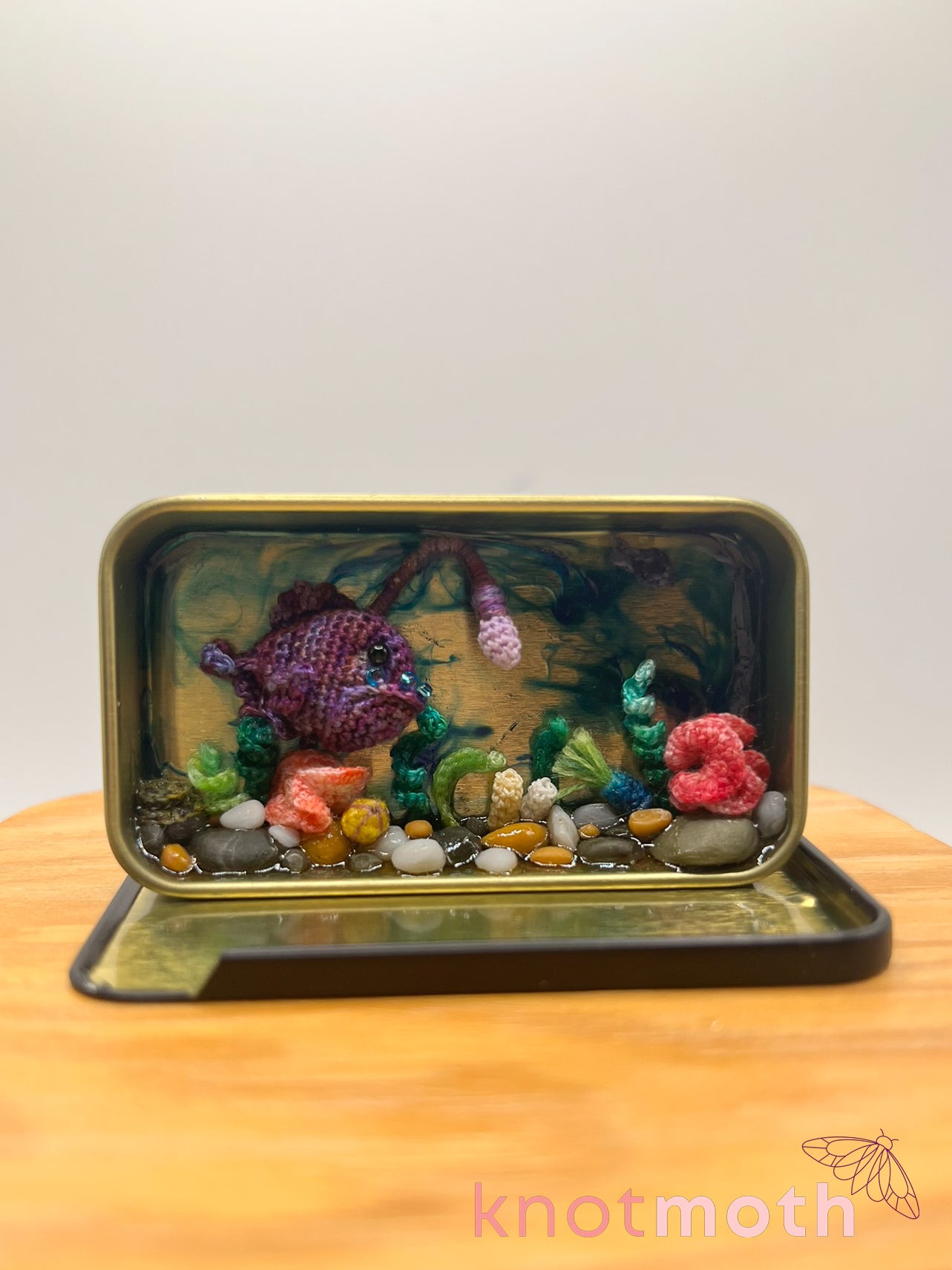 Angel & Algae Angler Fish and Coral Micro Crochet Trinket Tin