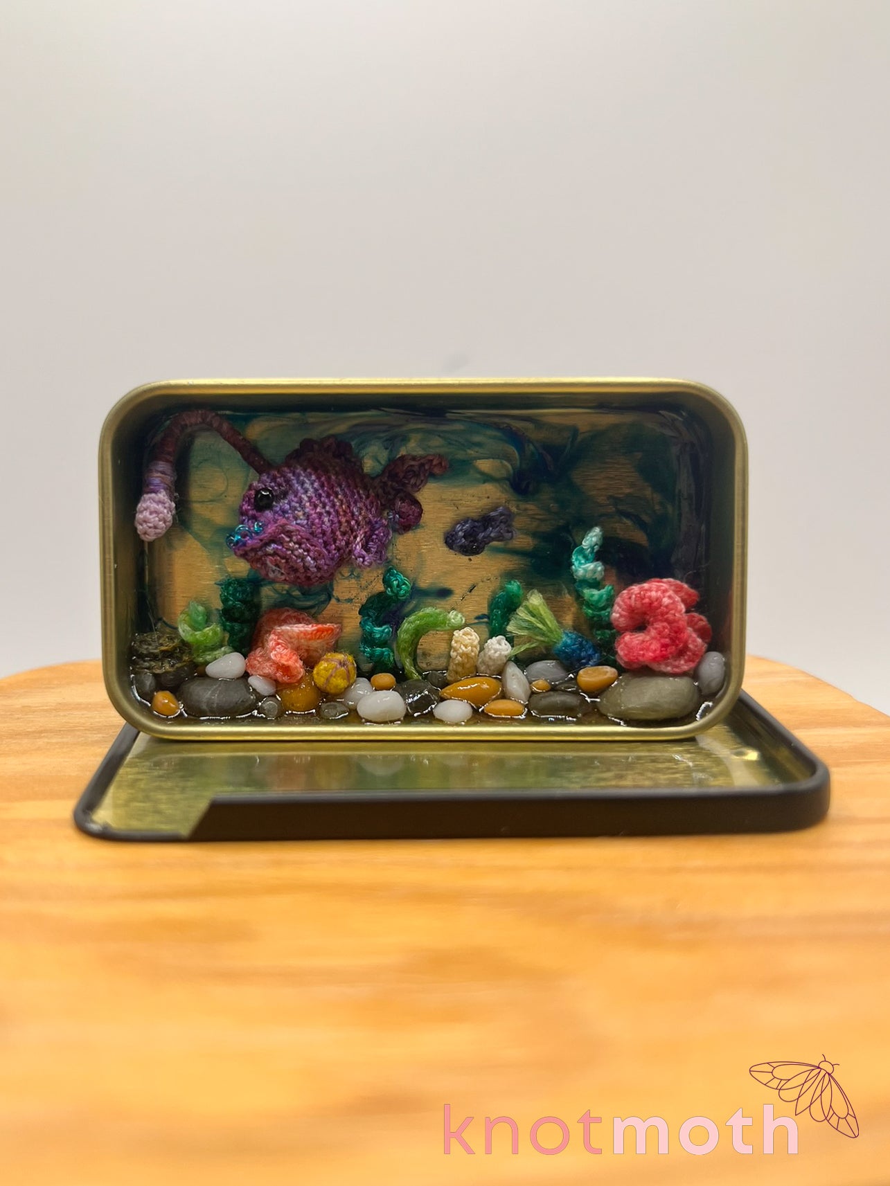Angel & Algae Angler Fish and Coral Micro Crochet Trinket Tin