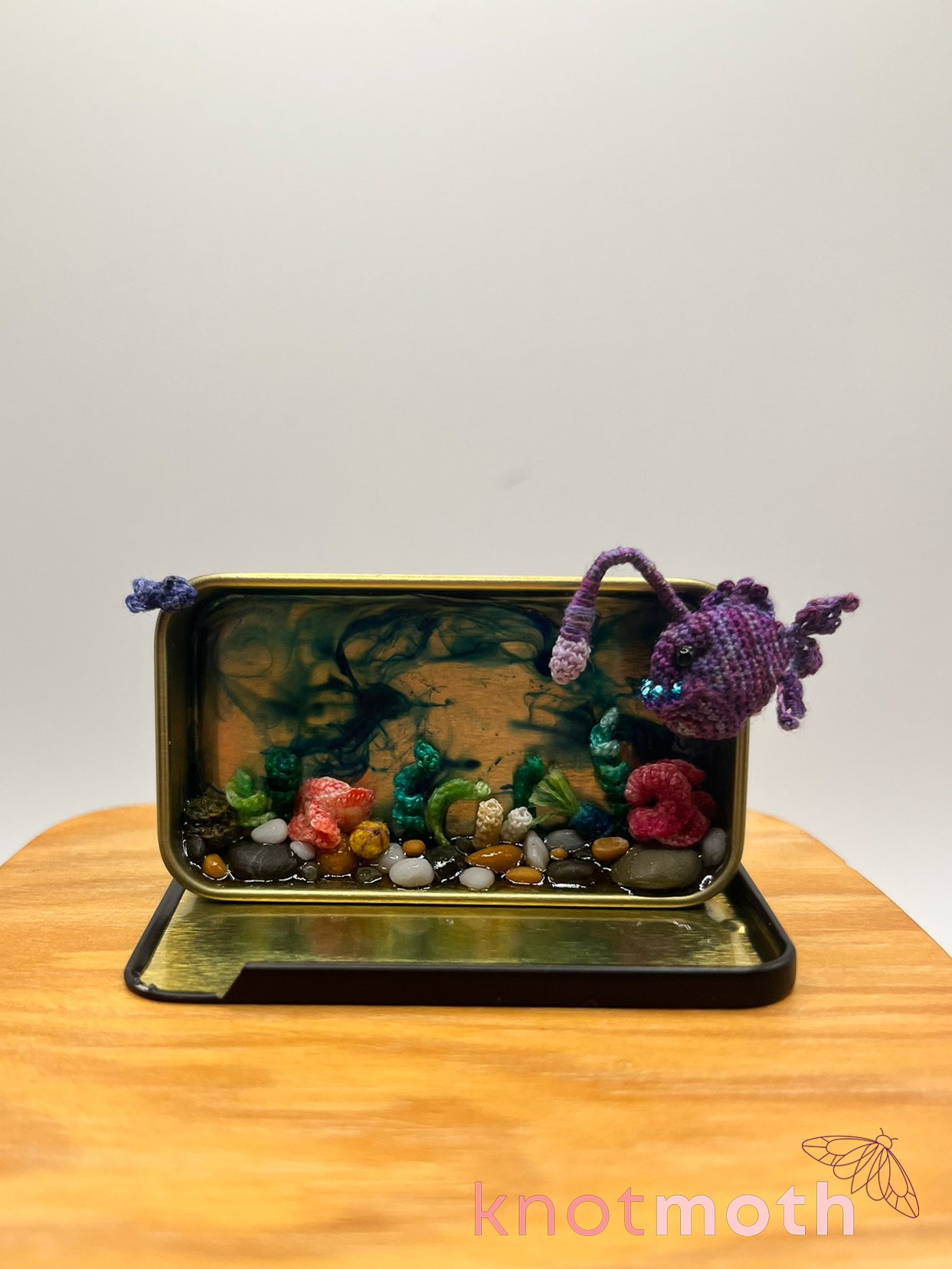 Angel & Algae Angler Fish and Coral Micro Crochet Trinket Tin
