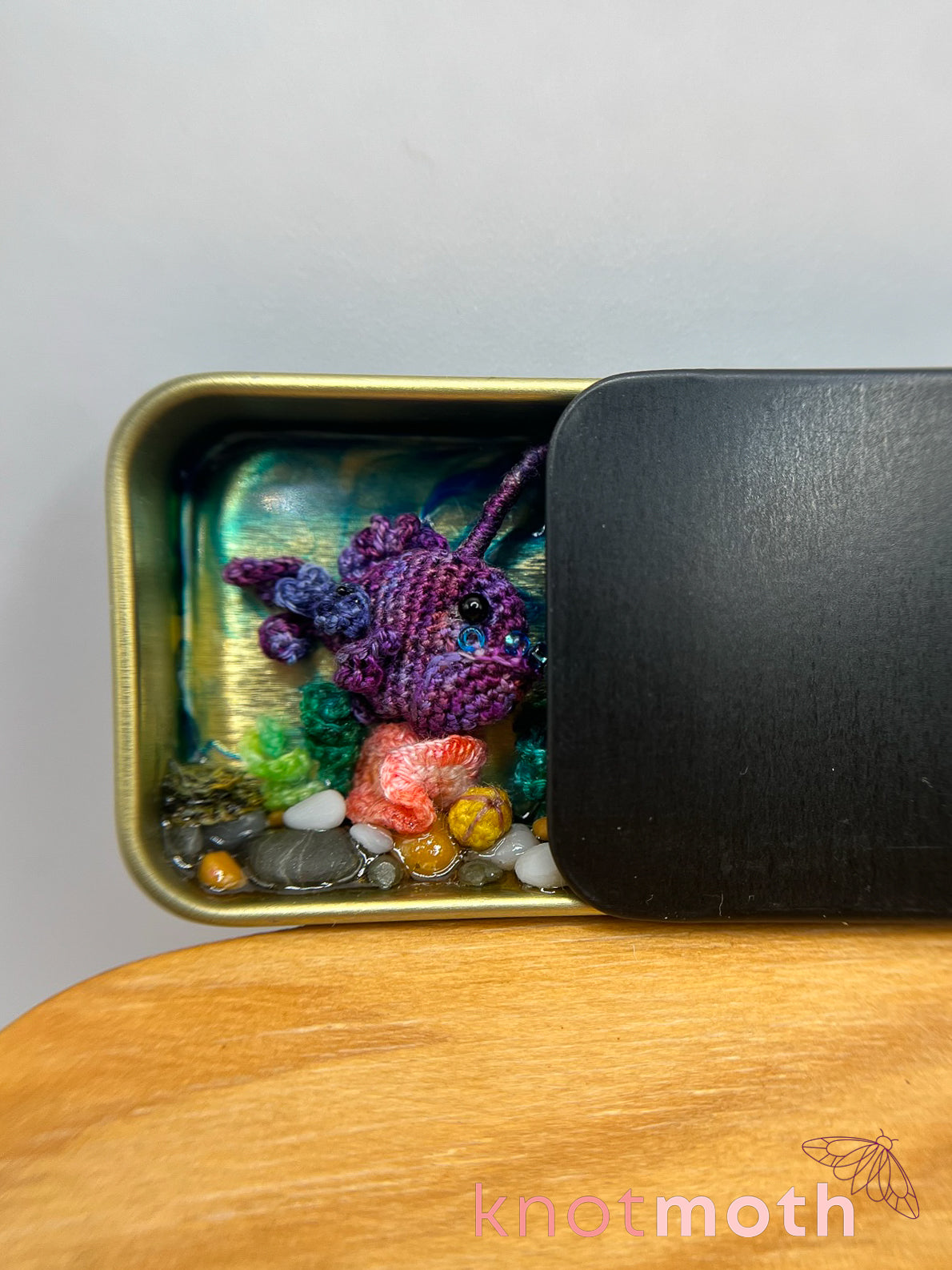 Angel & Algae Angler Fish and Coral Micro Crochet Trinket Tin