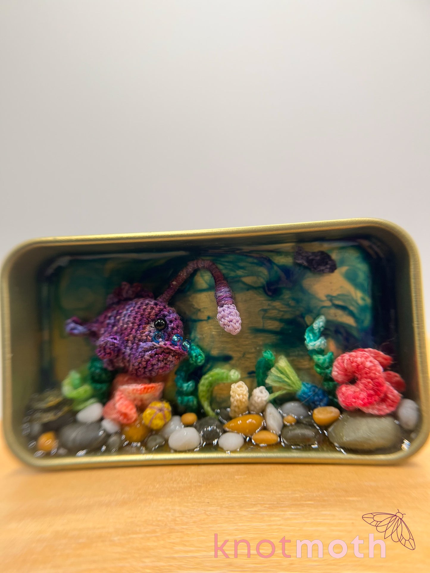 Angel & Algae Angler Fish and Coral Micro Crochet Trinket Tin
