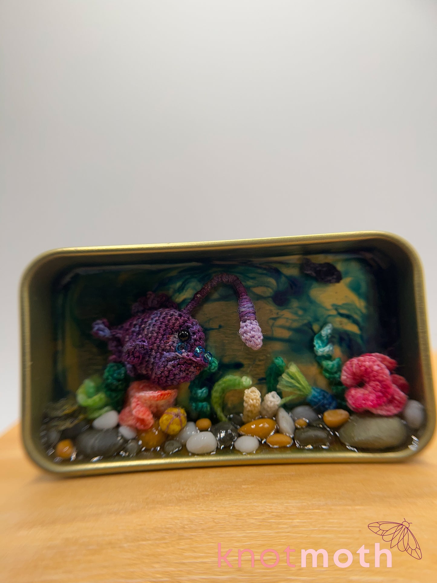 Angel & Algae Angler Fish and Coral Micro Crochet Trinket Tin