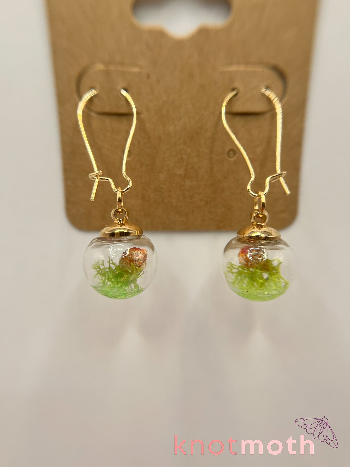 mushroom & moss globe earrings