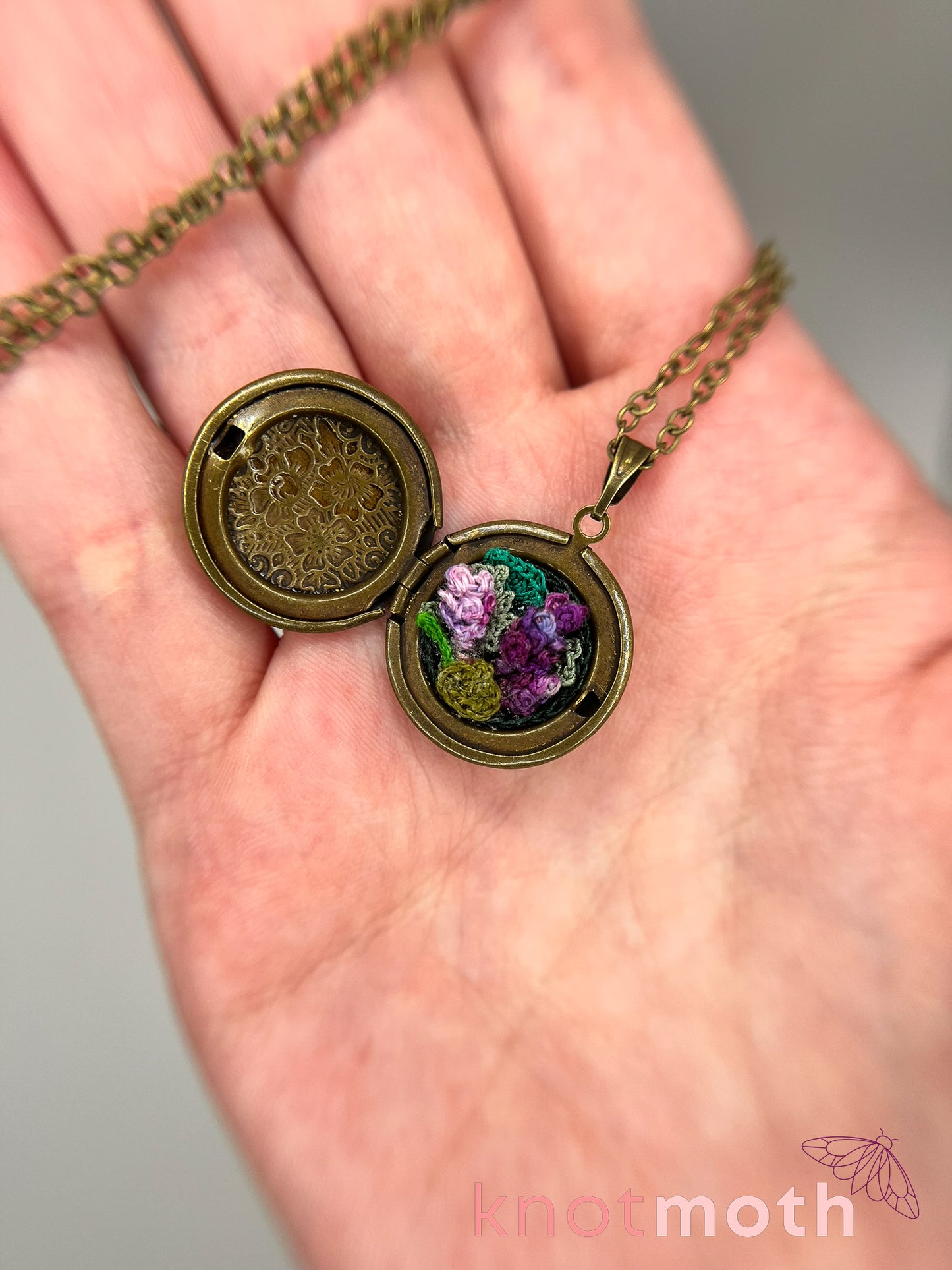 lavender (devotion) floriography locket