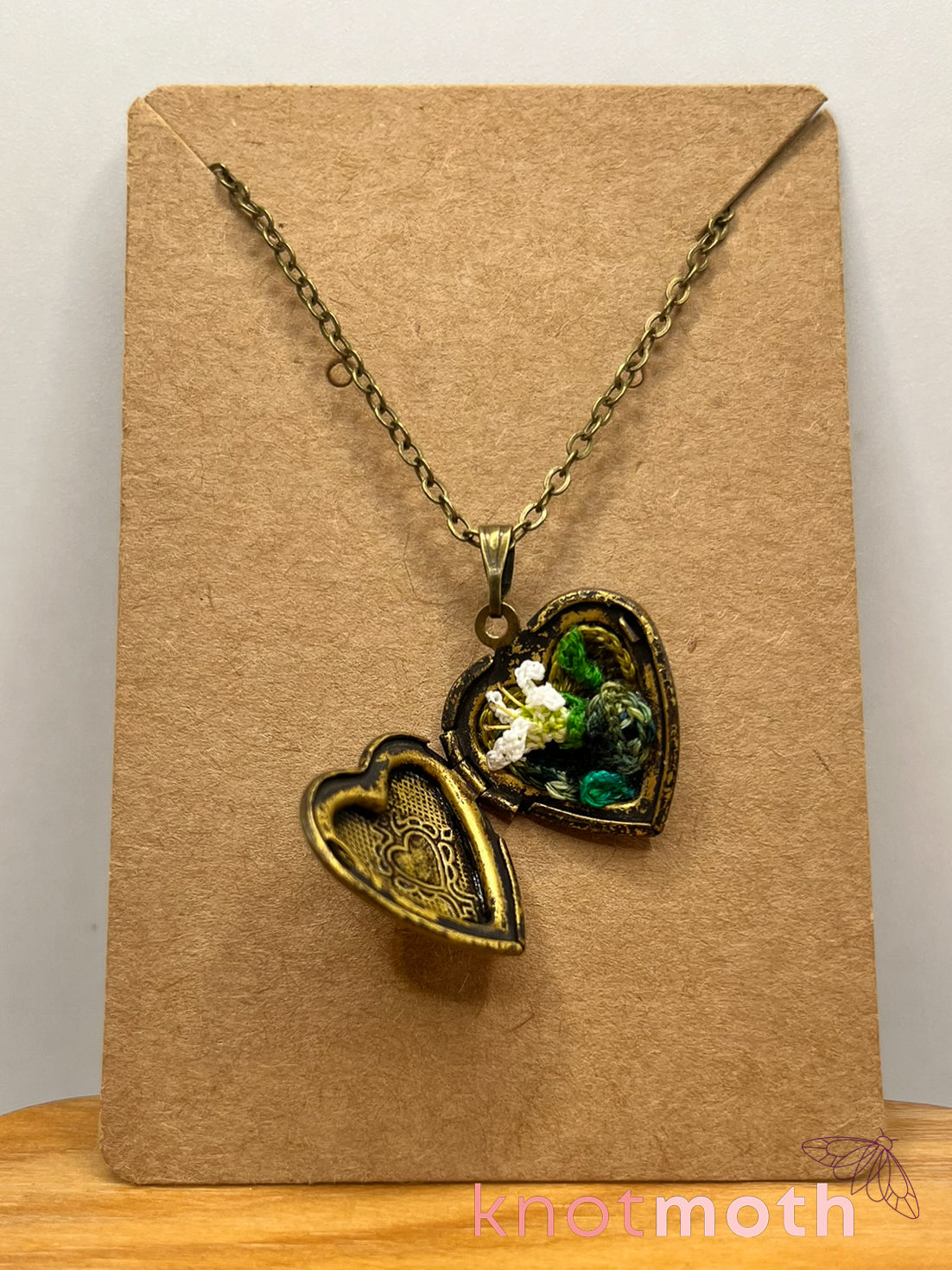 Lily (love, friendship) floriography micro-crochet locket