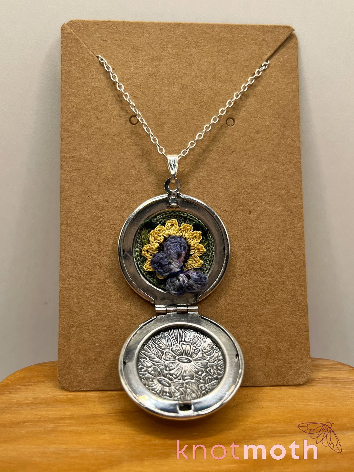 sunflower & butterfly (adoration, transformation) floriography locket