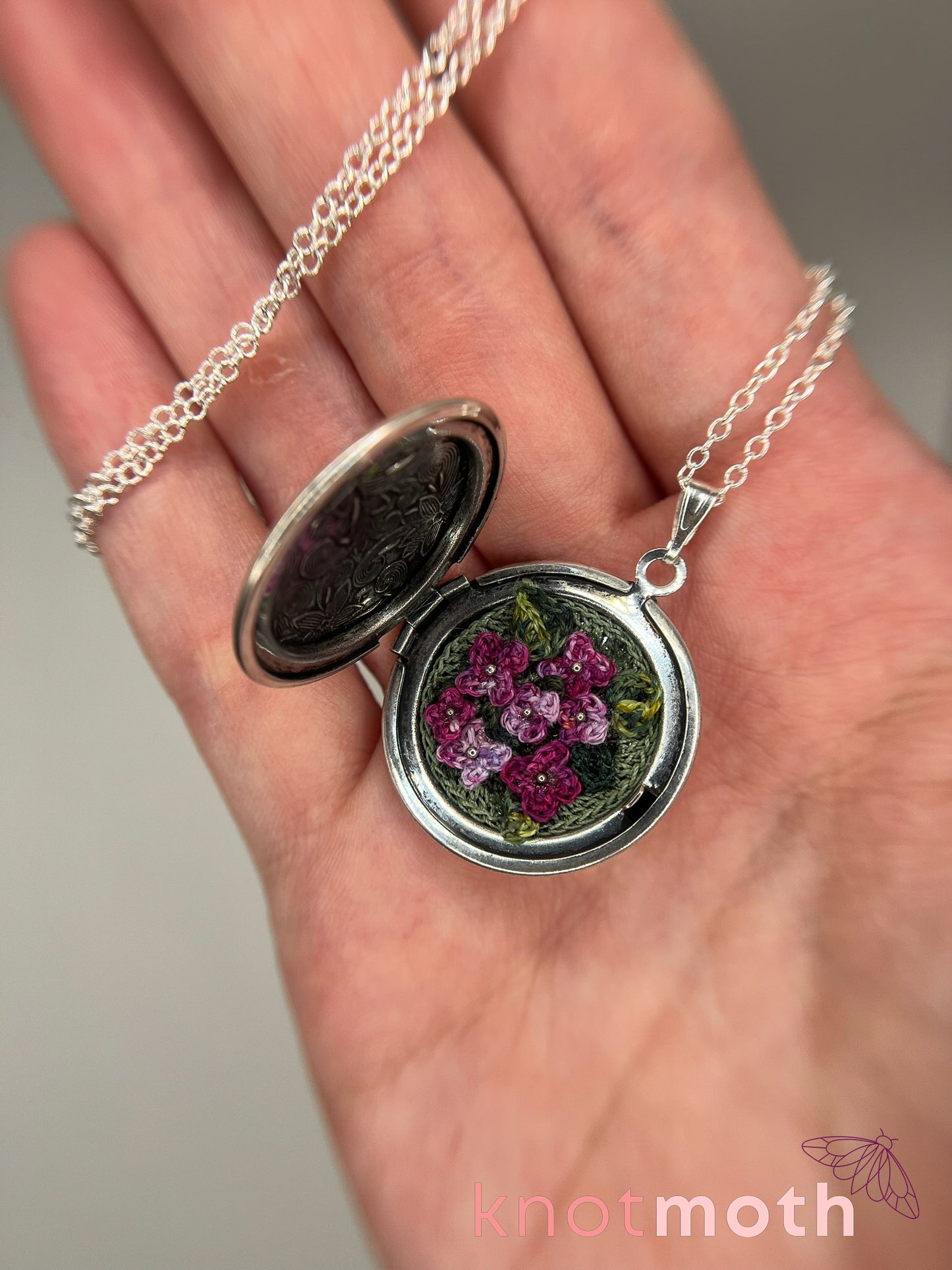 lilac (love) floriography locket