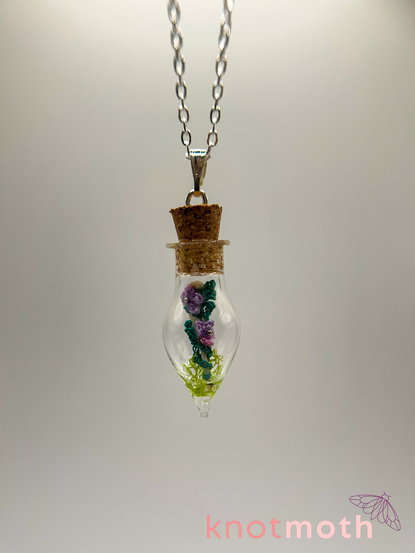 violet & bone micro crochet mini jar necklace