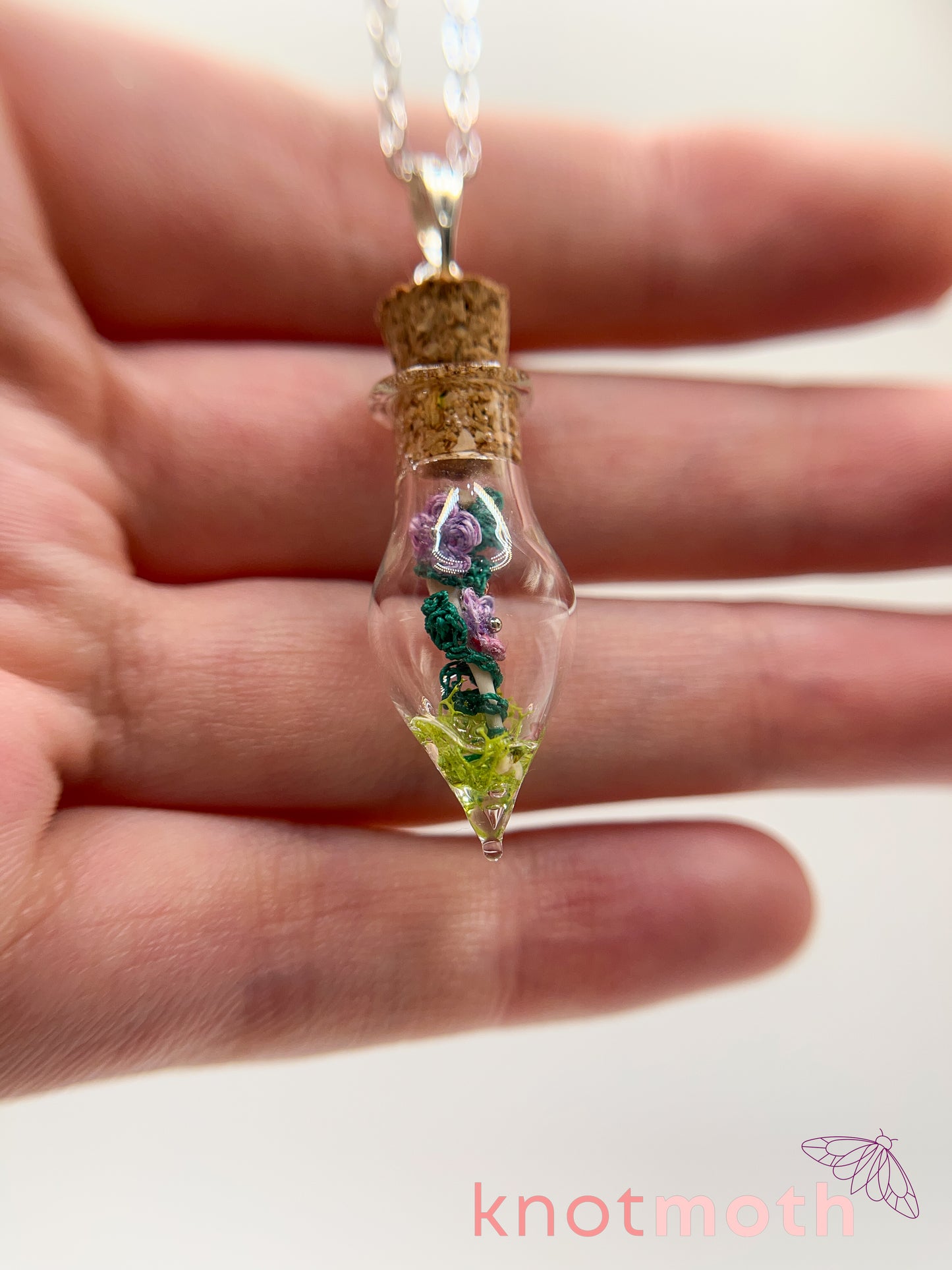 violet & bone micro crochet mini jar necklace