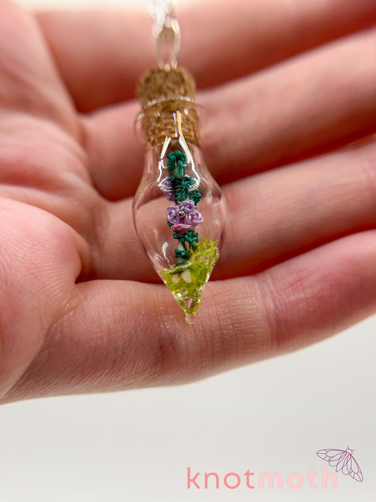 violet & bone micro crochet mini jar necklace
