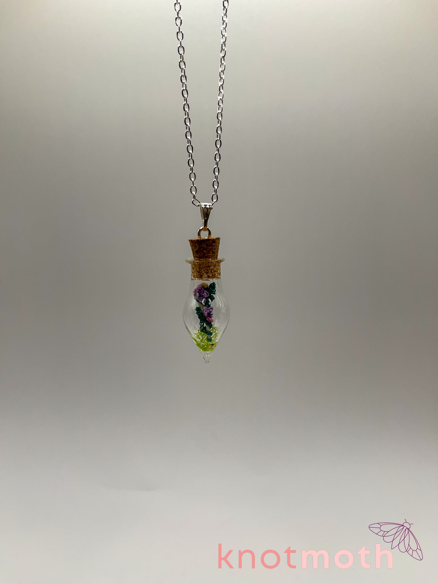 violet & bone micro crochet mini jar necklace