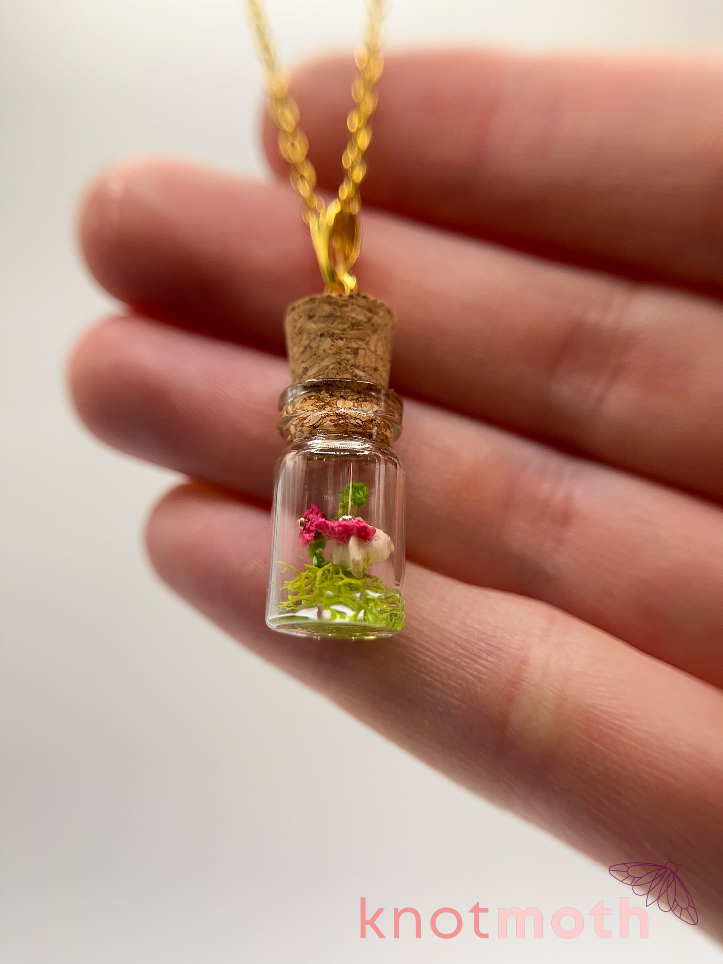 azalea & vertebra micro crochet mini jar necklace