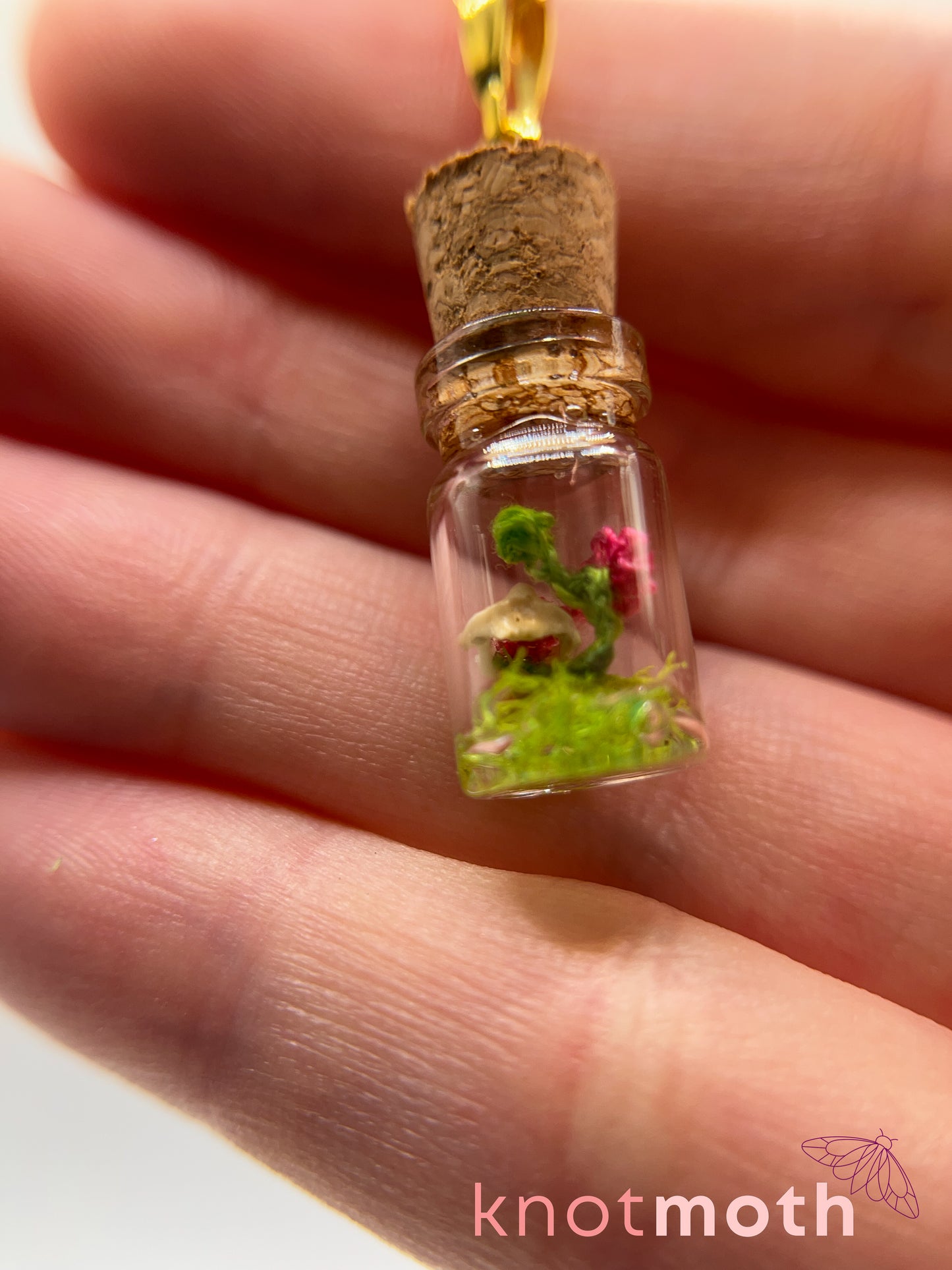 azalea & vertebra micro crochet mini jar necklace