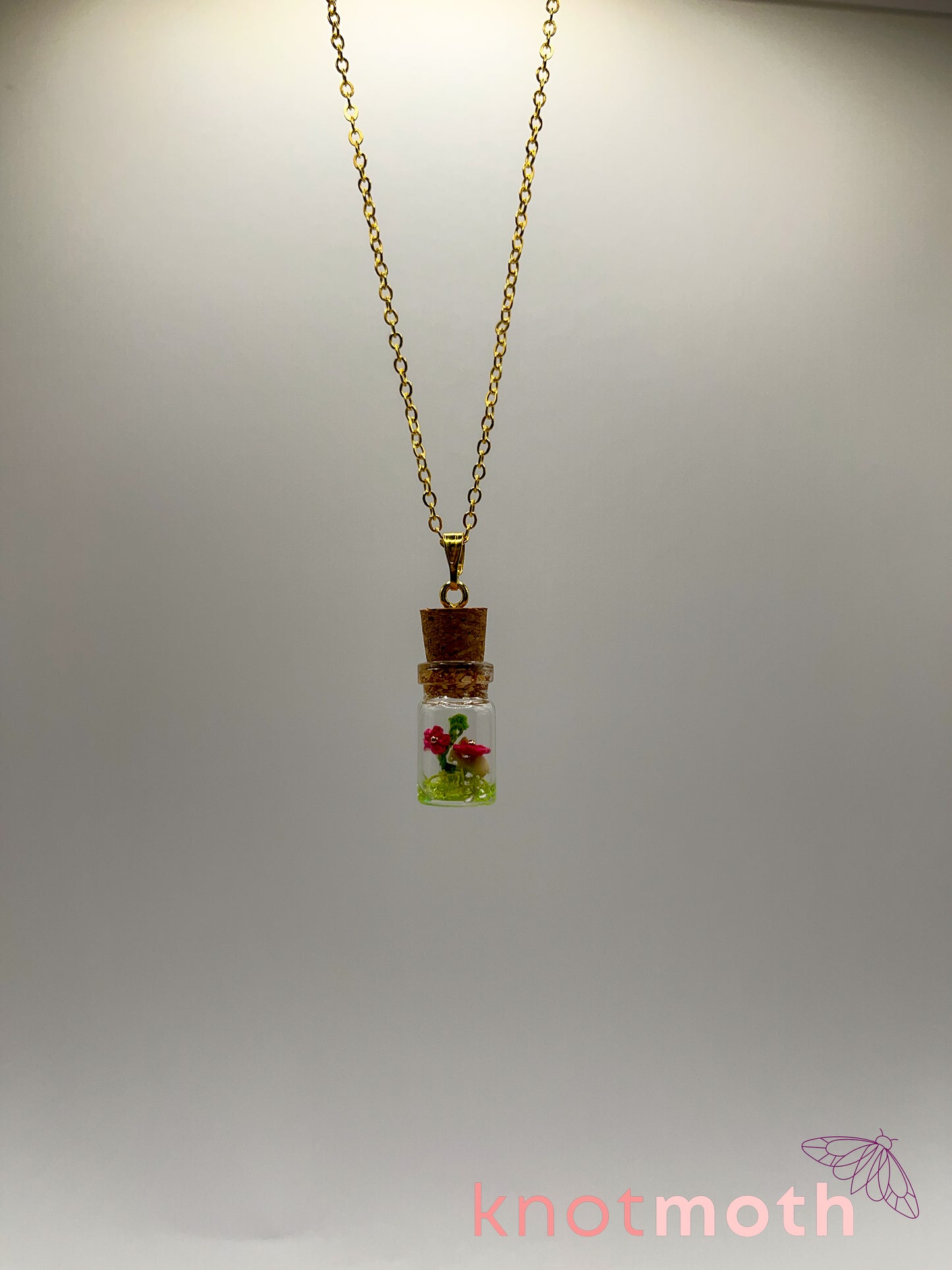 azalea & vertebra micro crochet mini jar necklace