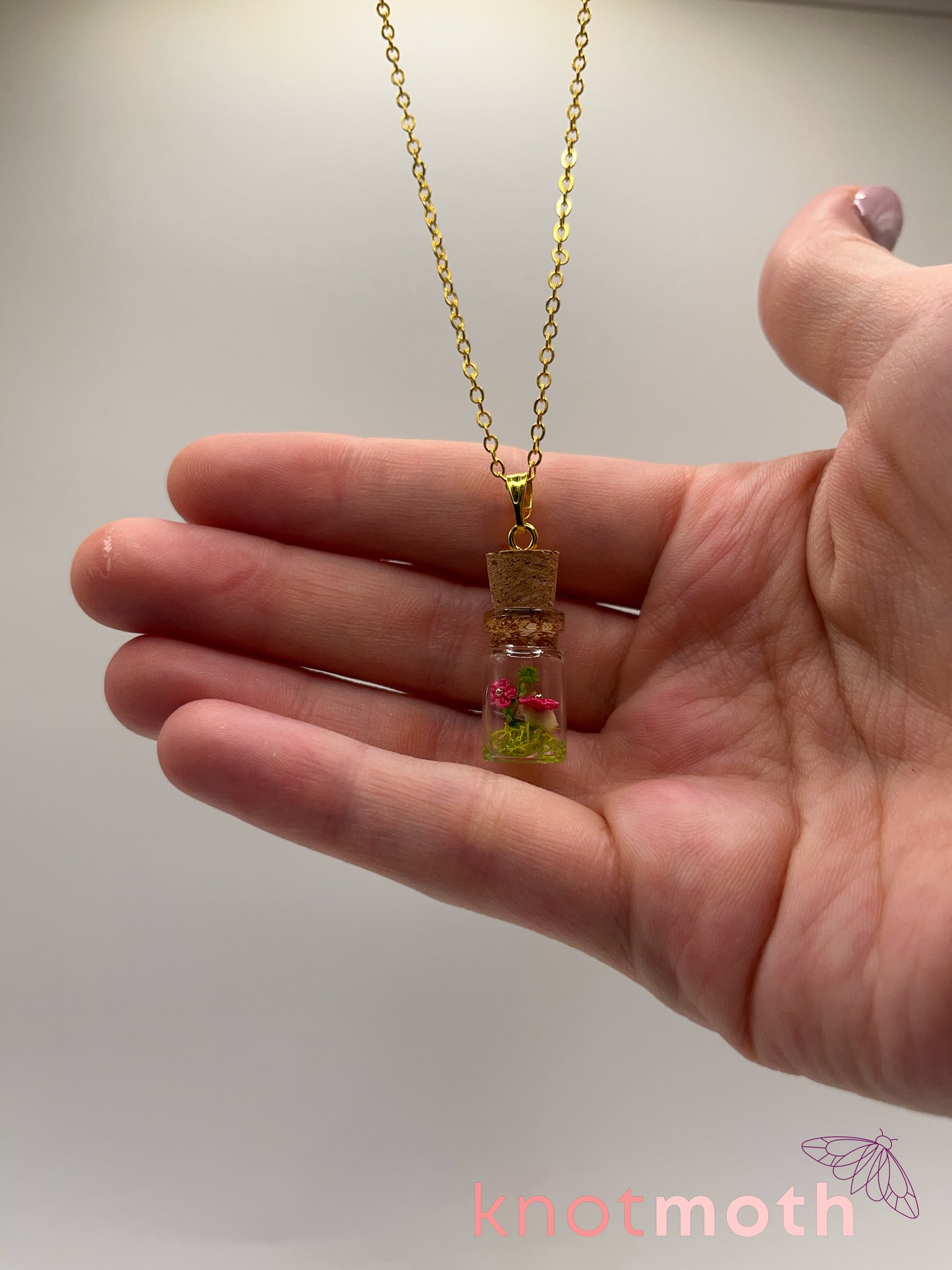 azalea & vertebra micro crochet mini jar necklace