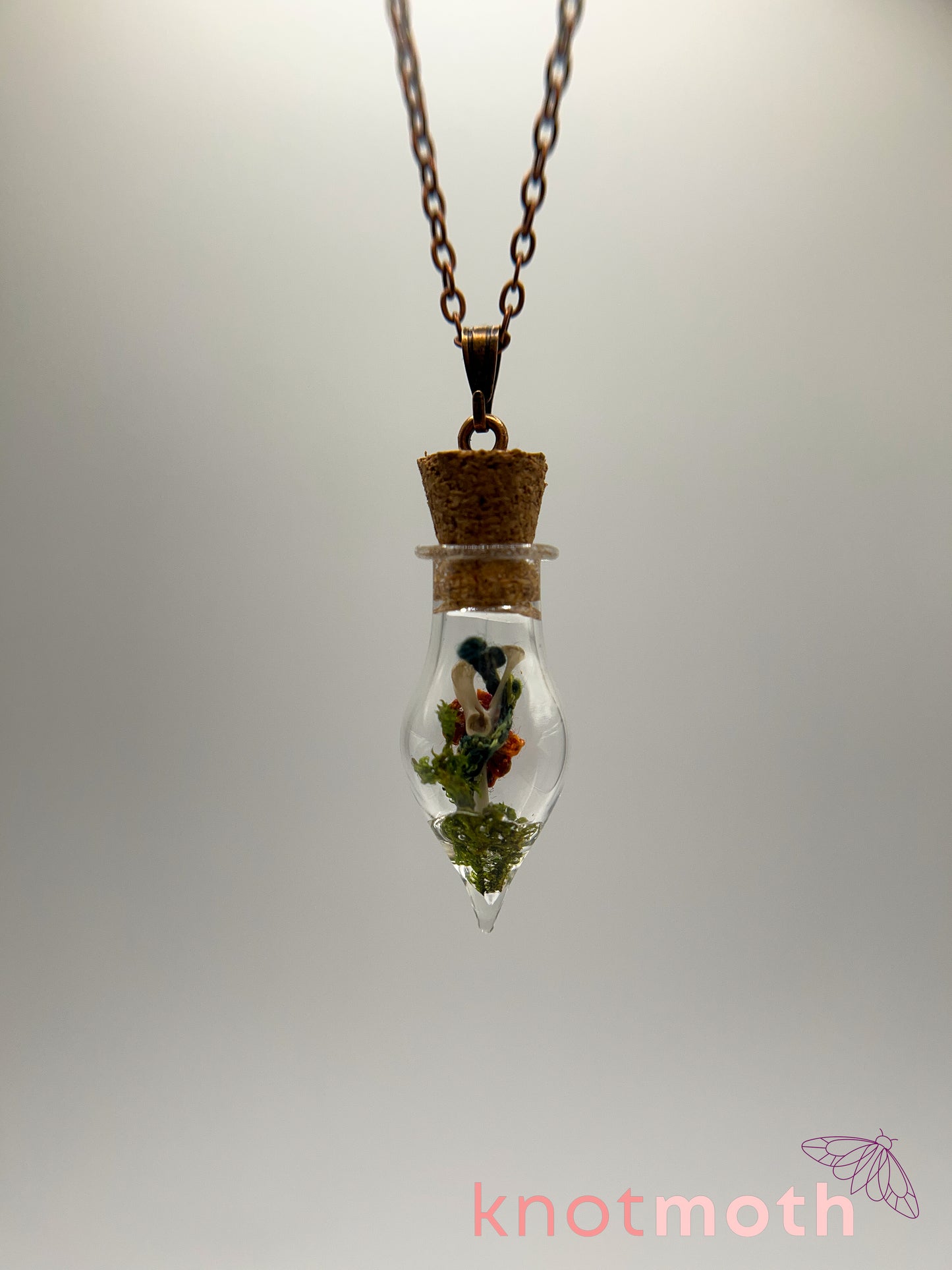 nasturtium & hip bone micro crochet mini jar necklace