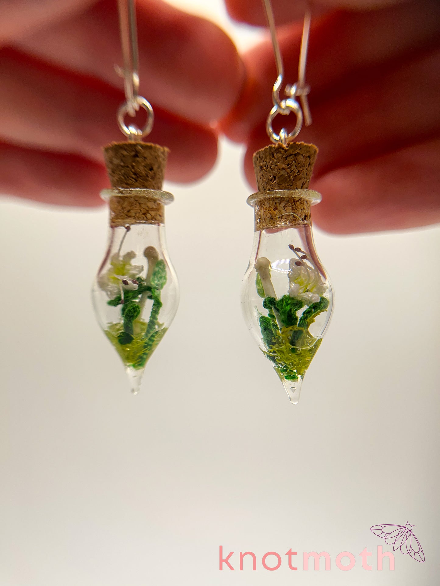 lily & humerus bone micro crochet mini jar earrings