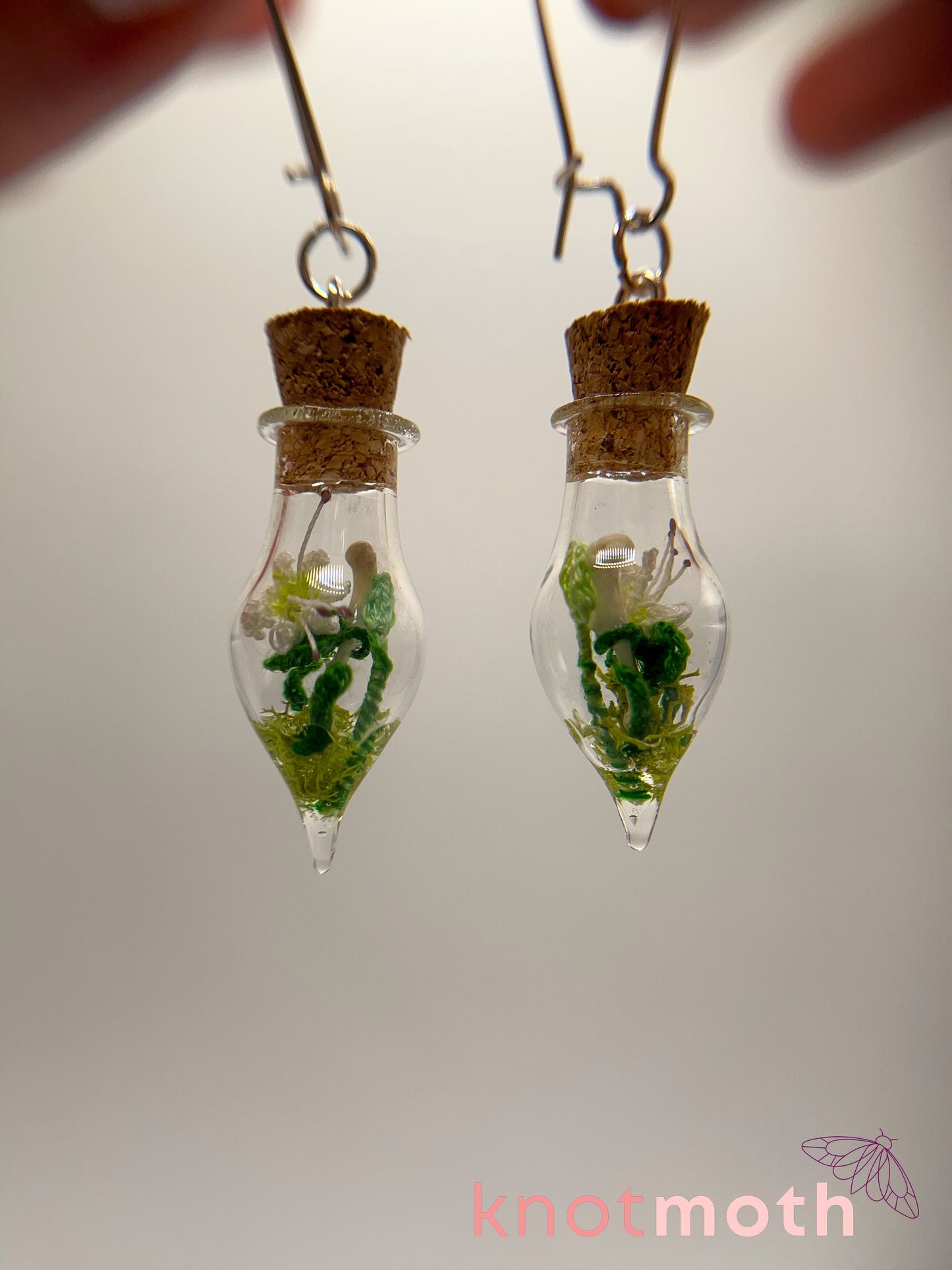 lily & humerus bone micro crochet mini jar earrings