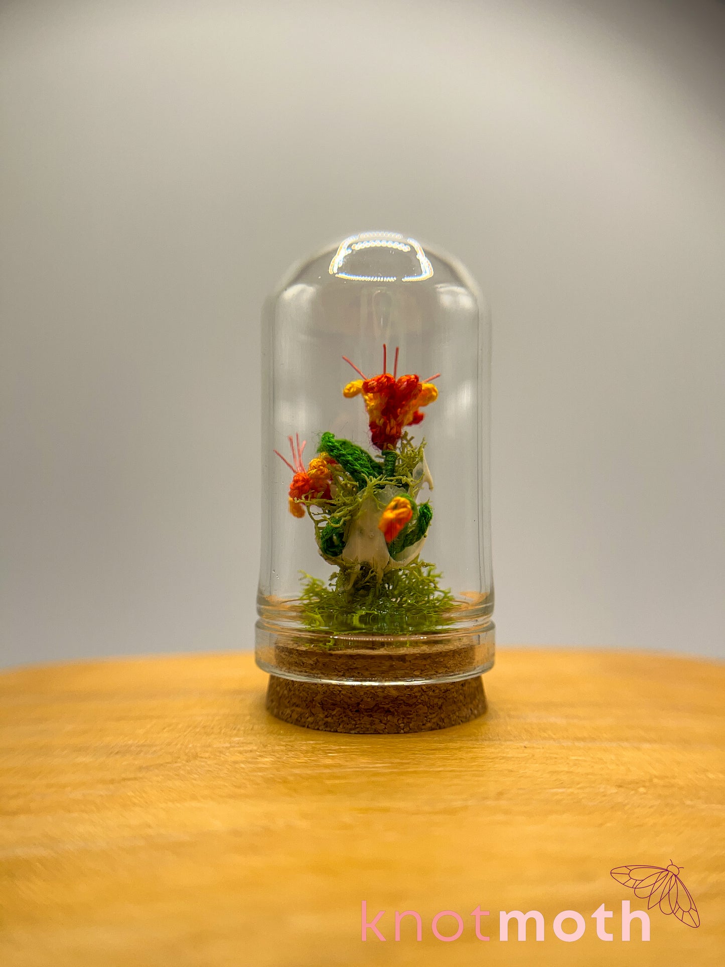 daylily skull micro crochet cloche jar