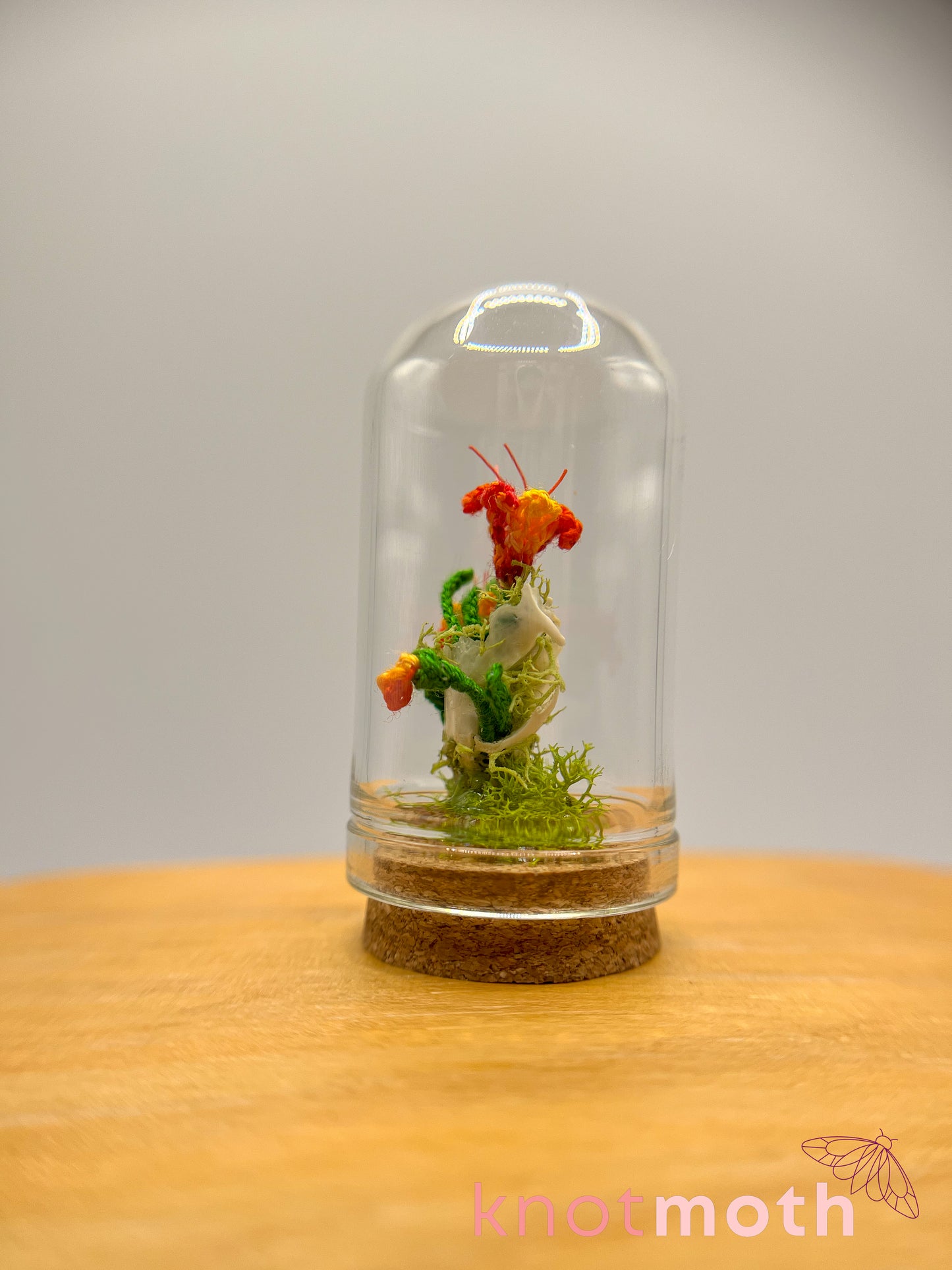 daylily skull micro crochet cloche jar