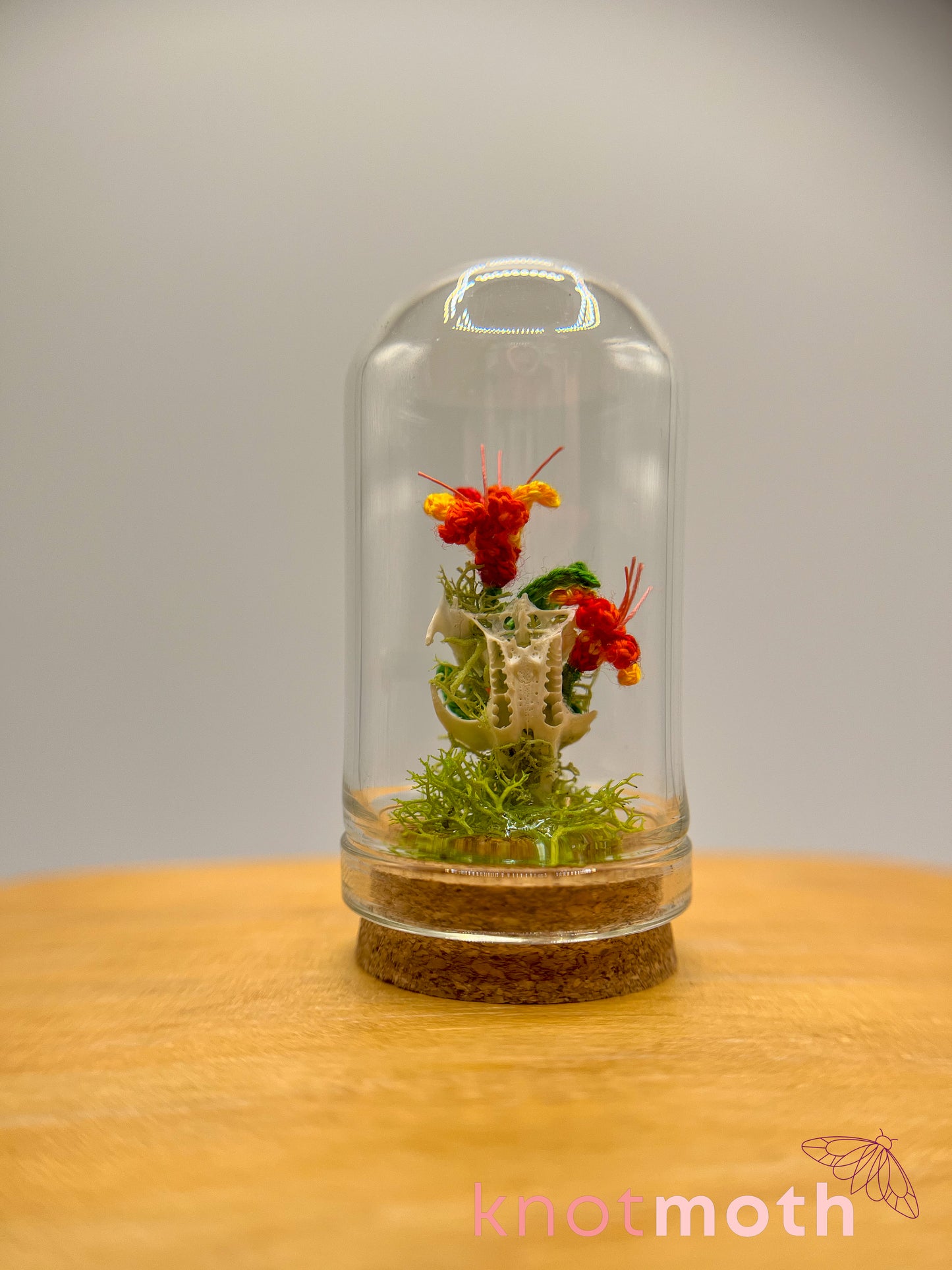 daylily skull micro crochet cloche jar