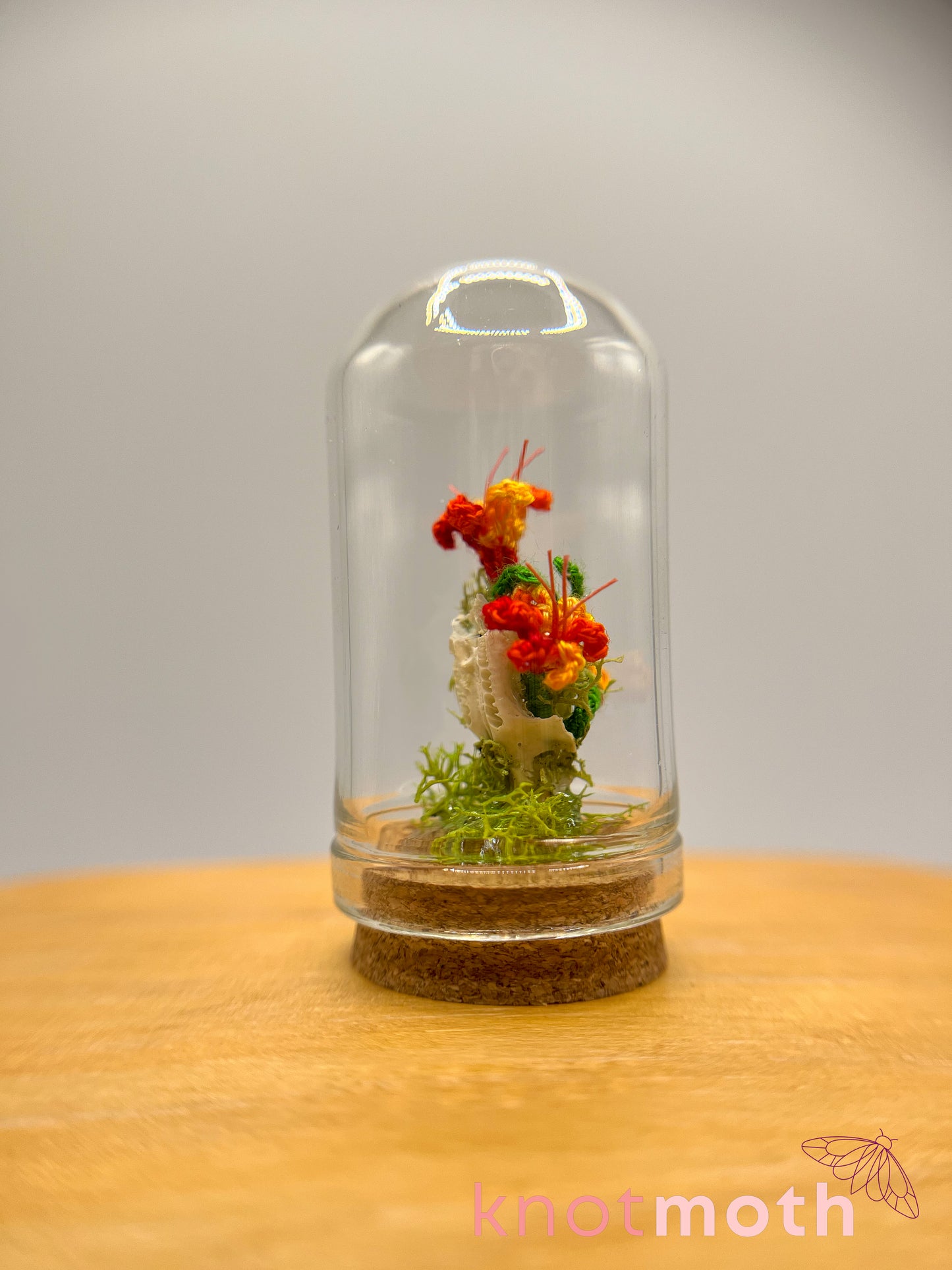 daylily skull micro crochet cloche jar