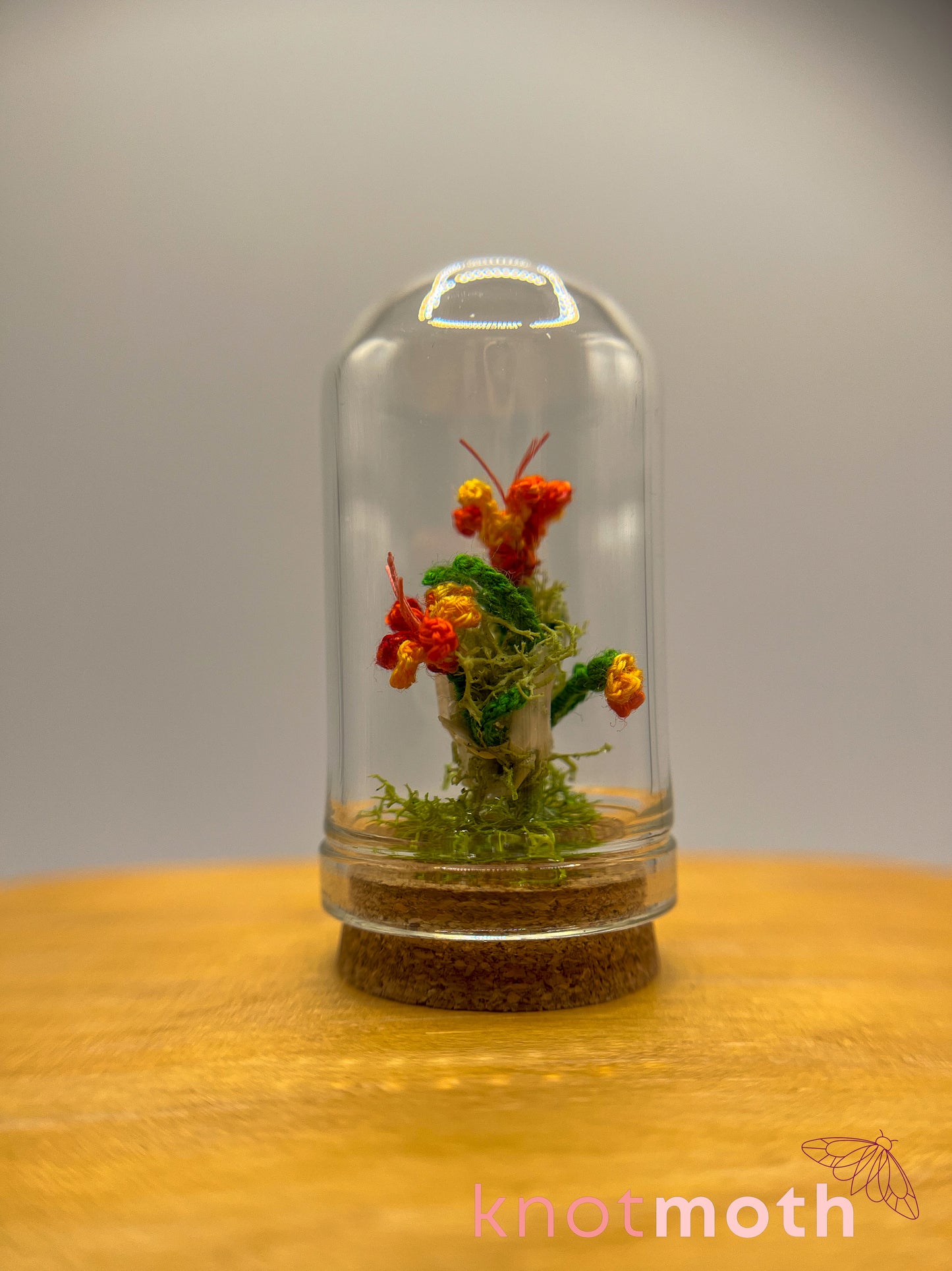 daylily skull micro crochet cloche jar