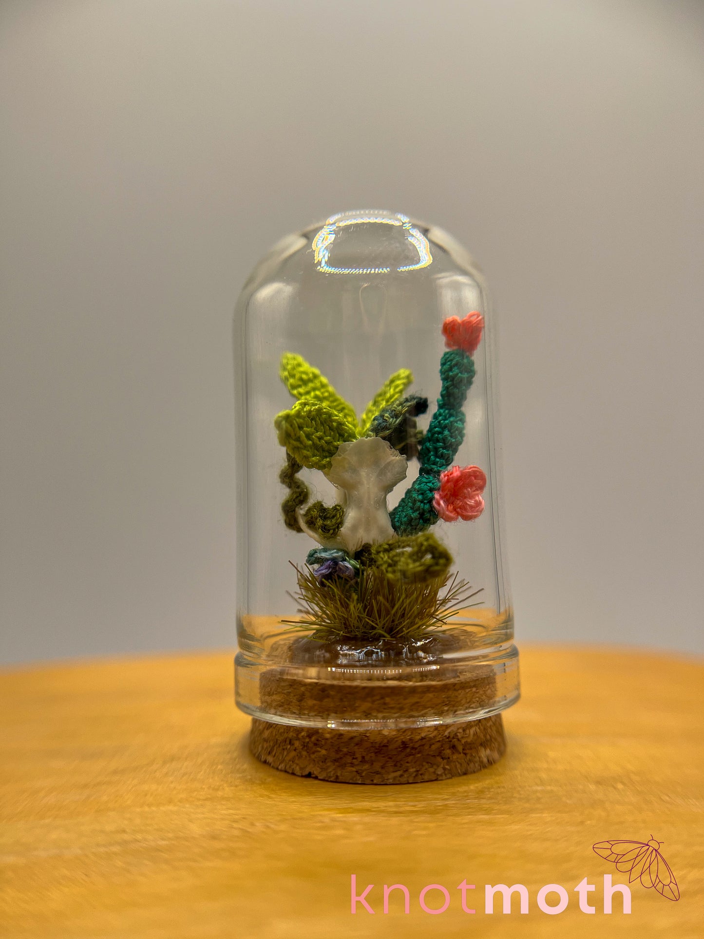 cacti skull micro crochet cloche jar
