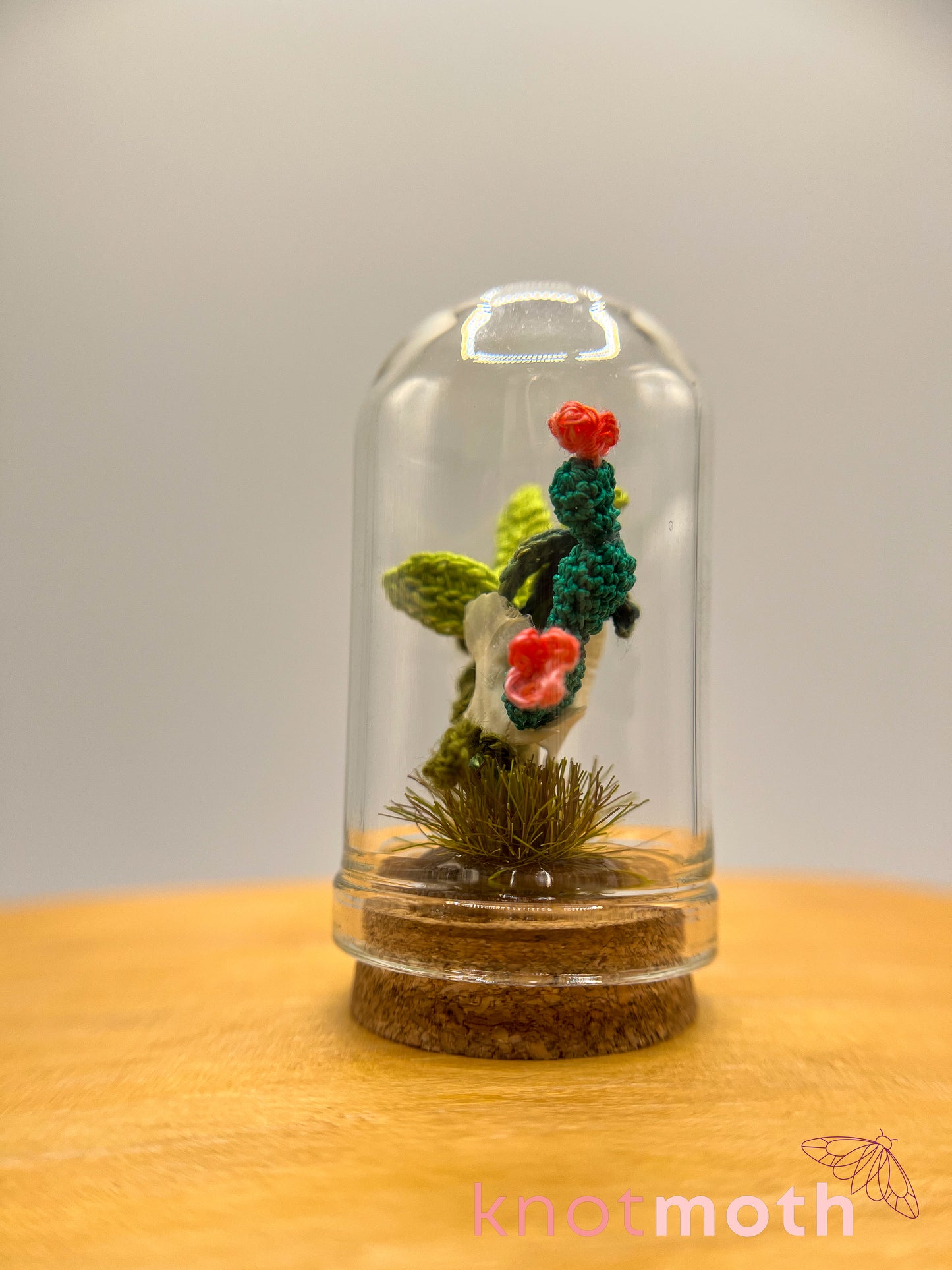 cacti skull micro crochet cloche jar