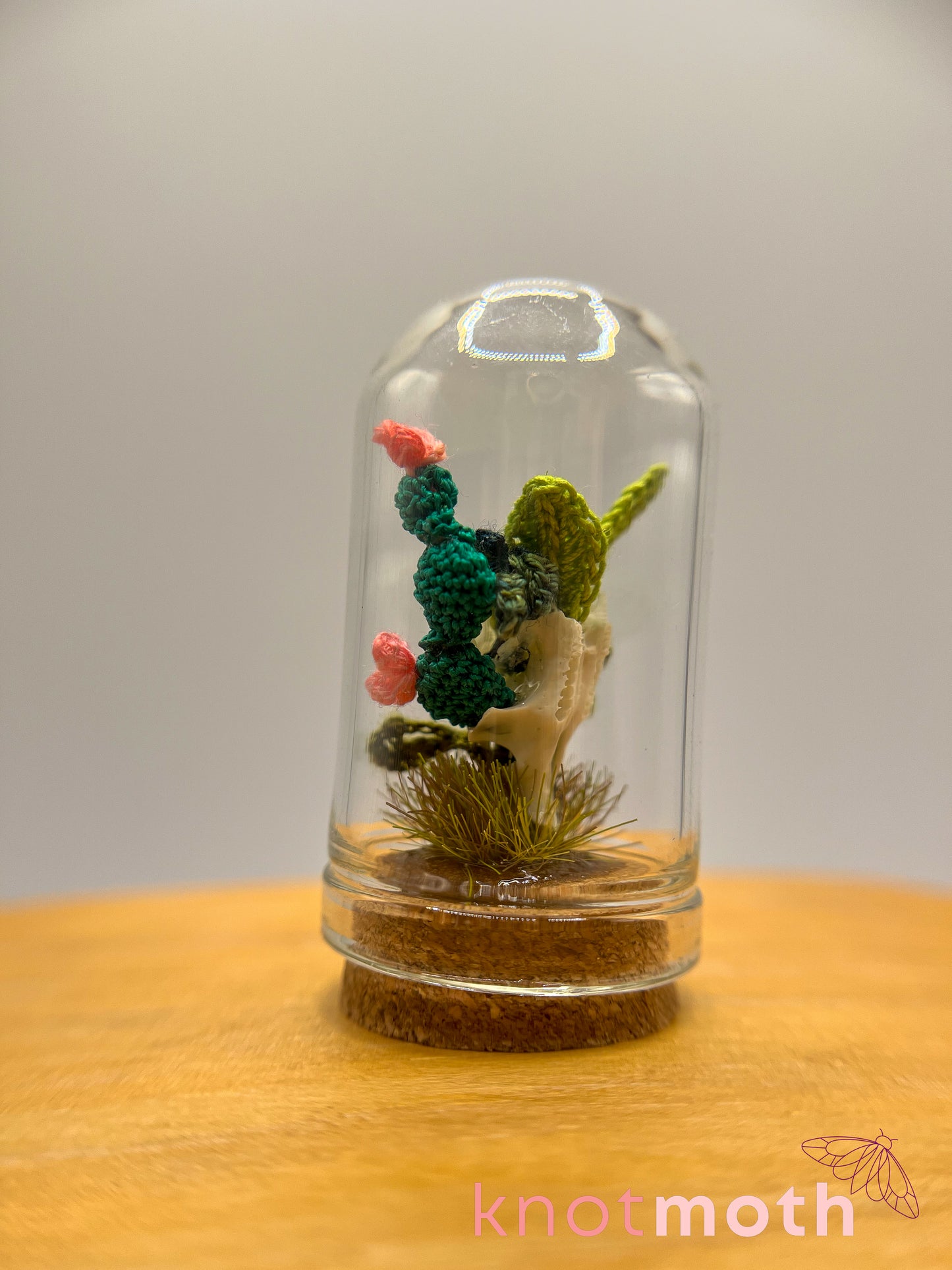 cacti skull micro crochet cloche jar