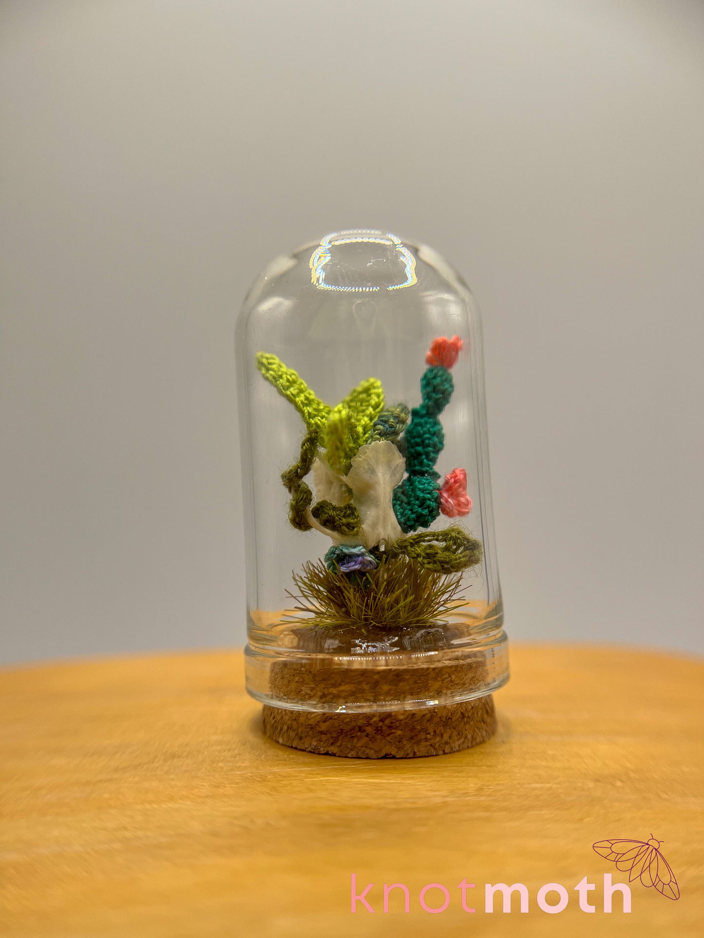 cacti skull micro crochet cloche jar
