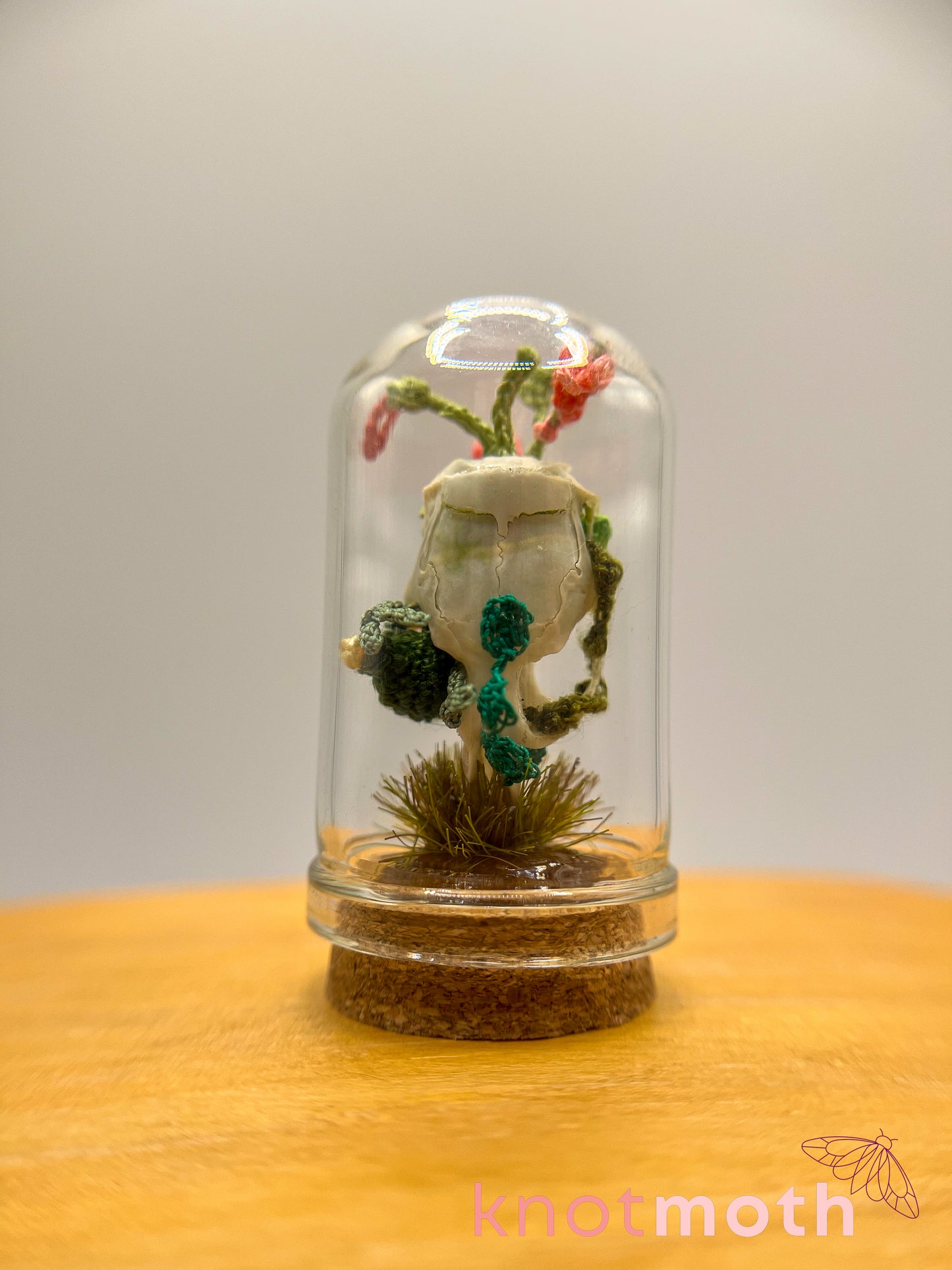 cacti & flowers skull micro crochet cloche jar