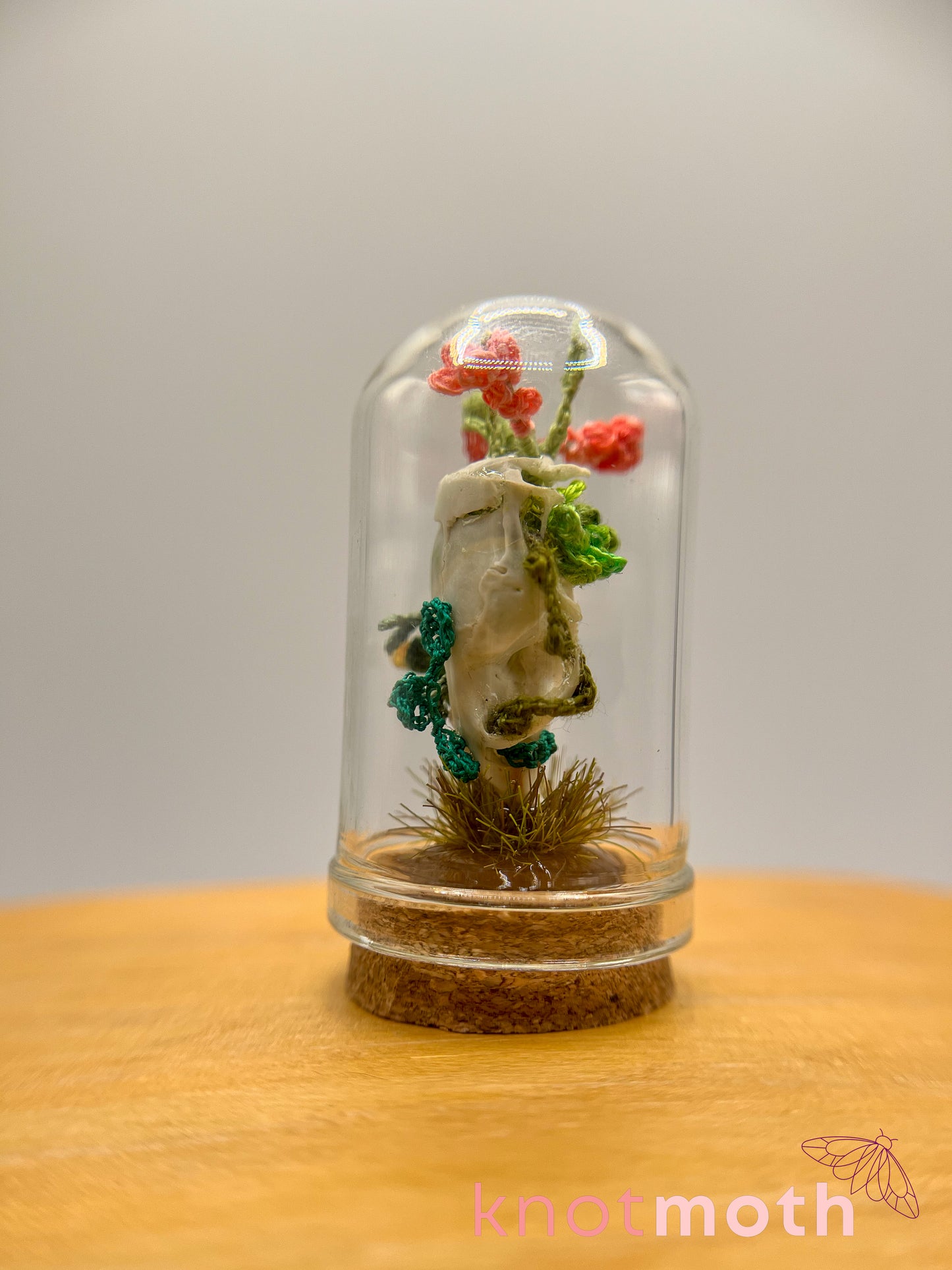cacti & flowers skull micro crochet cloche jar