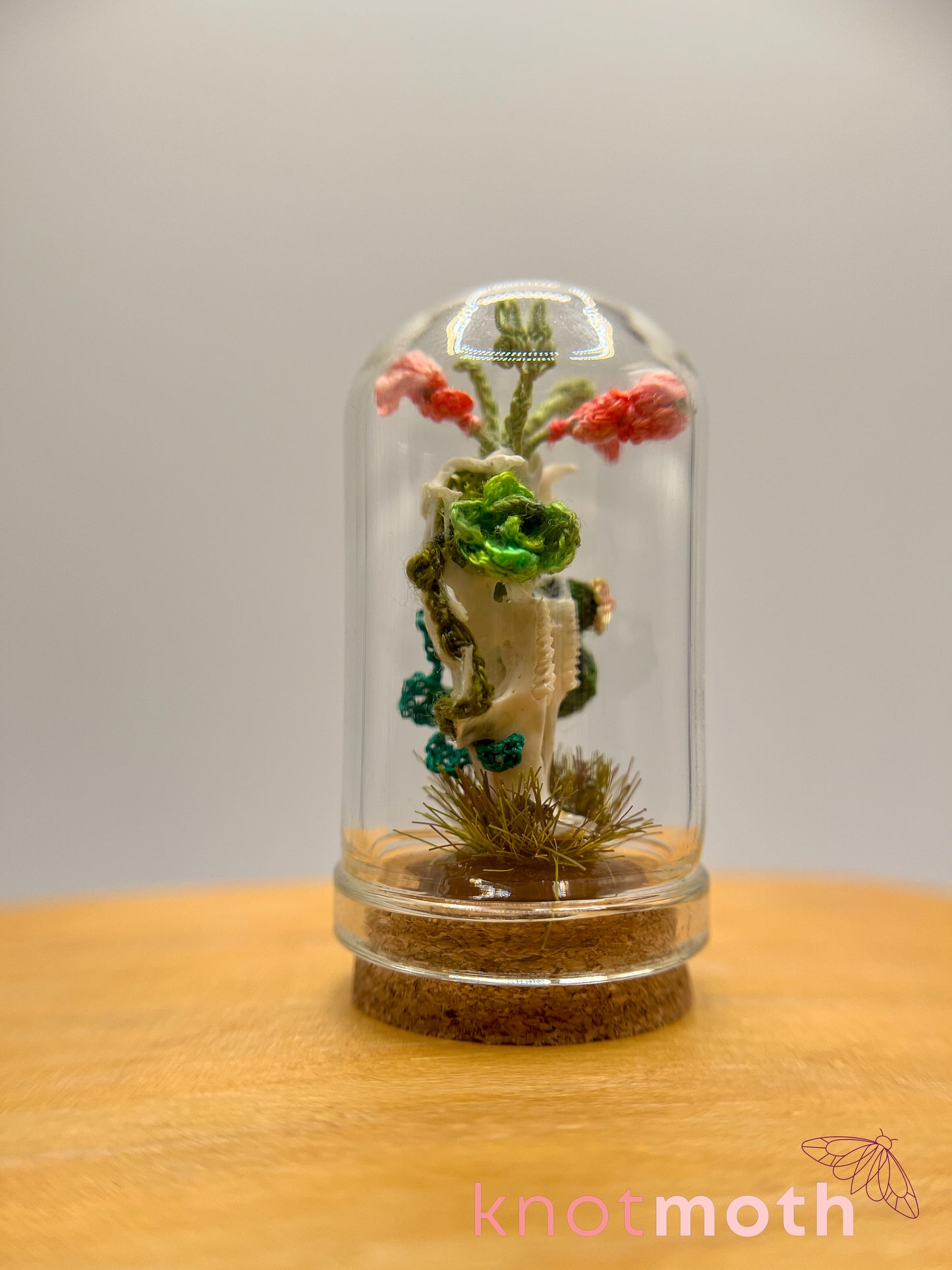cacti & flowers skull micro crochet cloche jar