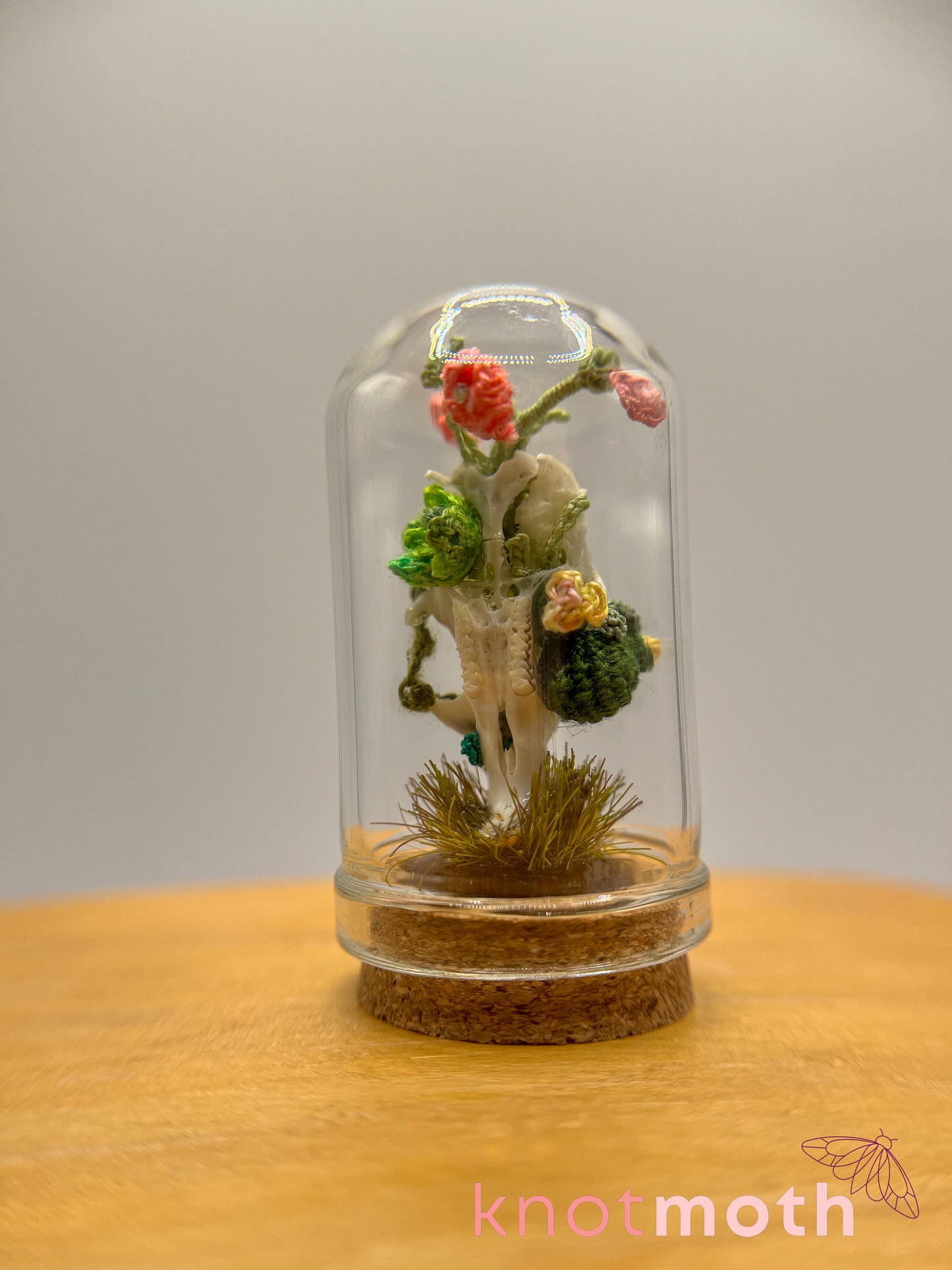 cacti & flowers skull micro crochet cloche jar