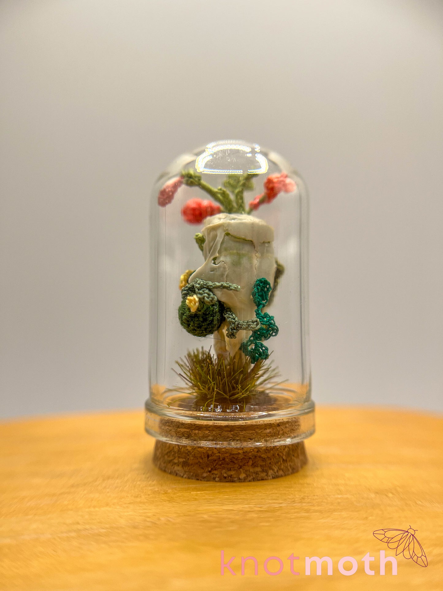 cacti & flowers skull micro crochet cloche jar