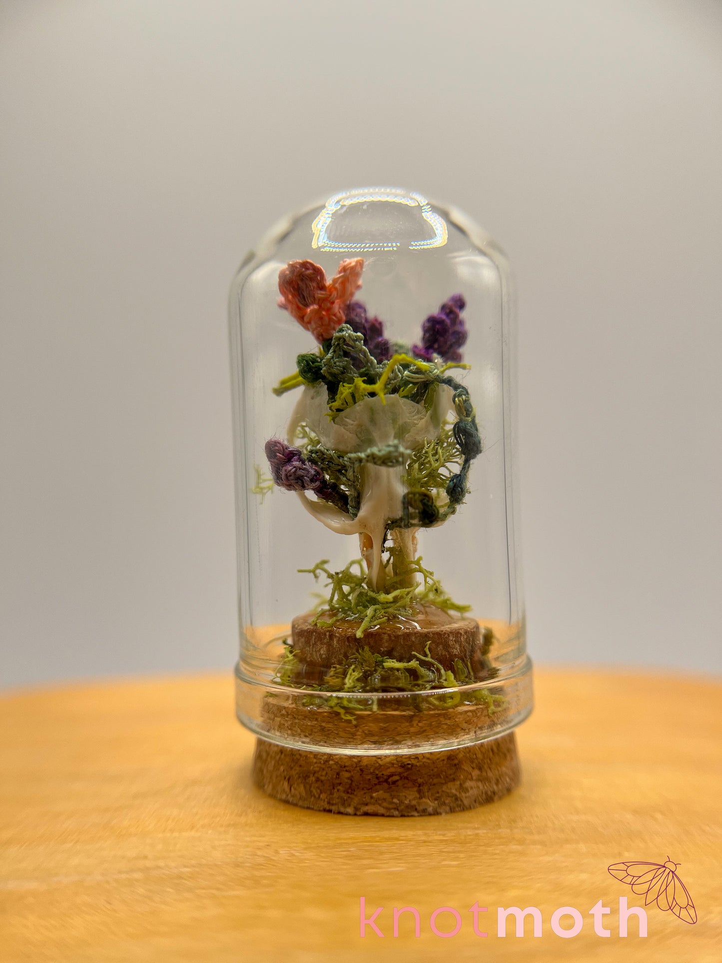 lavender & primrose skull micro crochet cloche jar