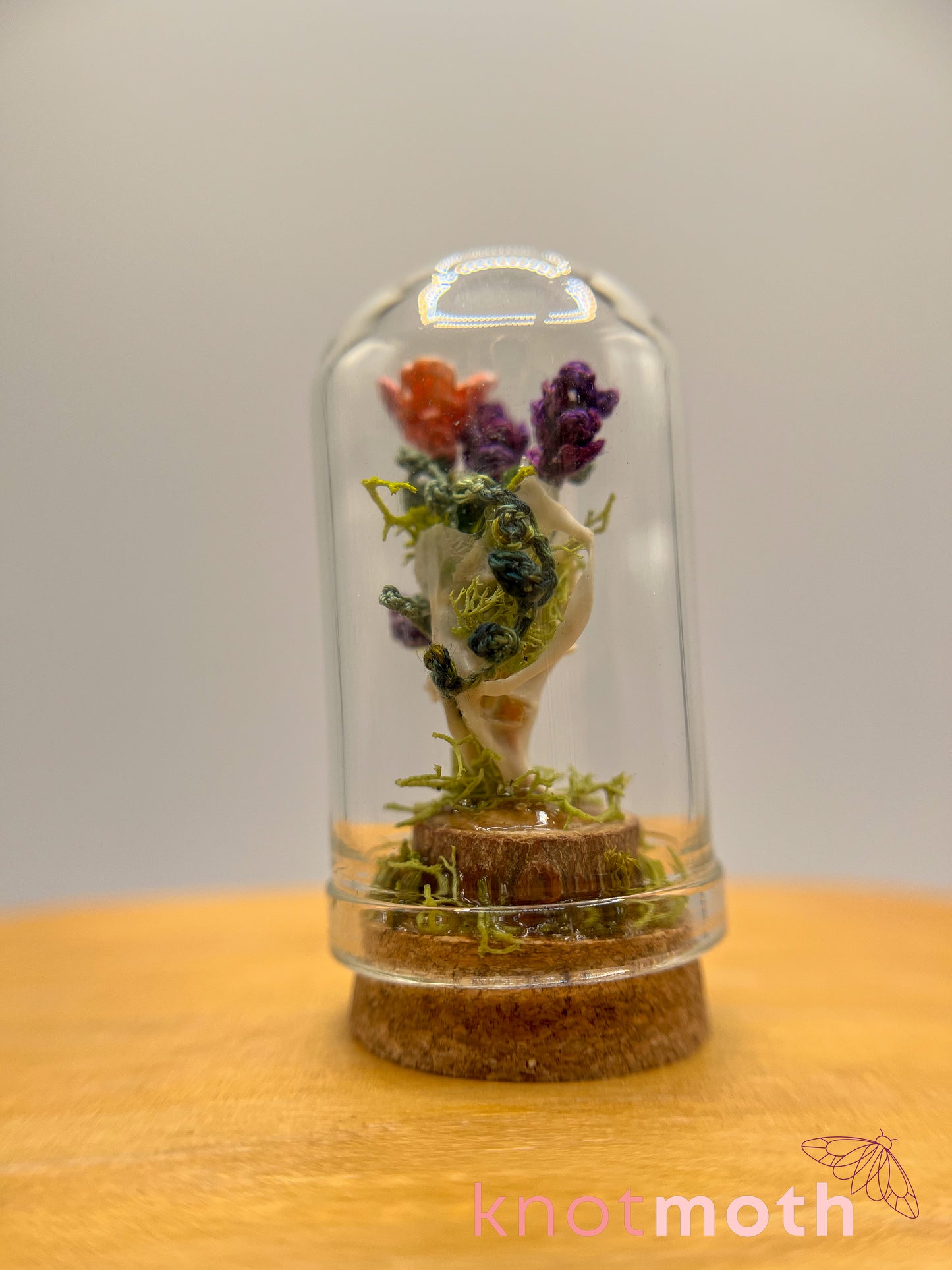 lavender & primrose skull micro crochet cloche jar