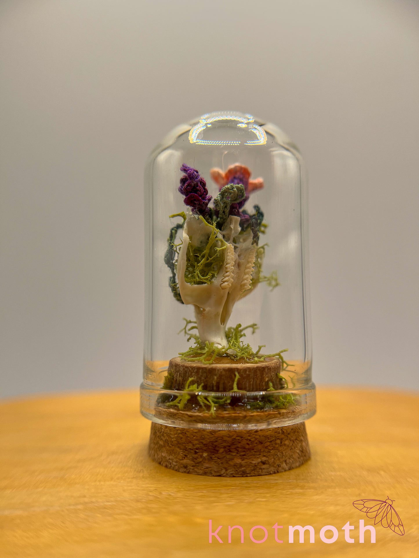 lavender & primrose skull micro crochet cloche jar