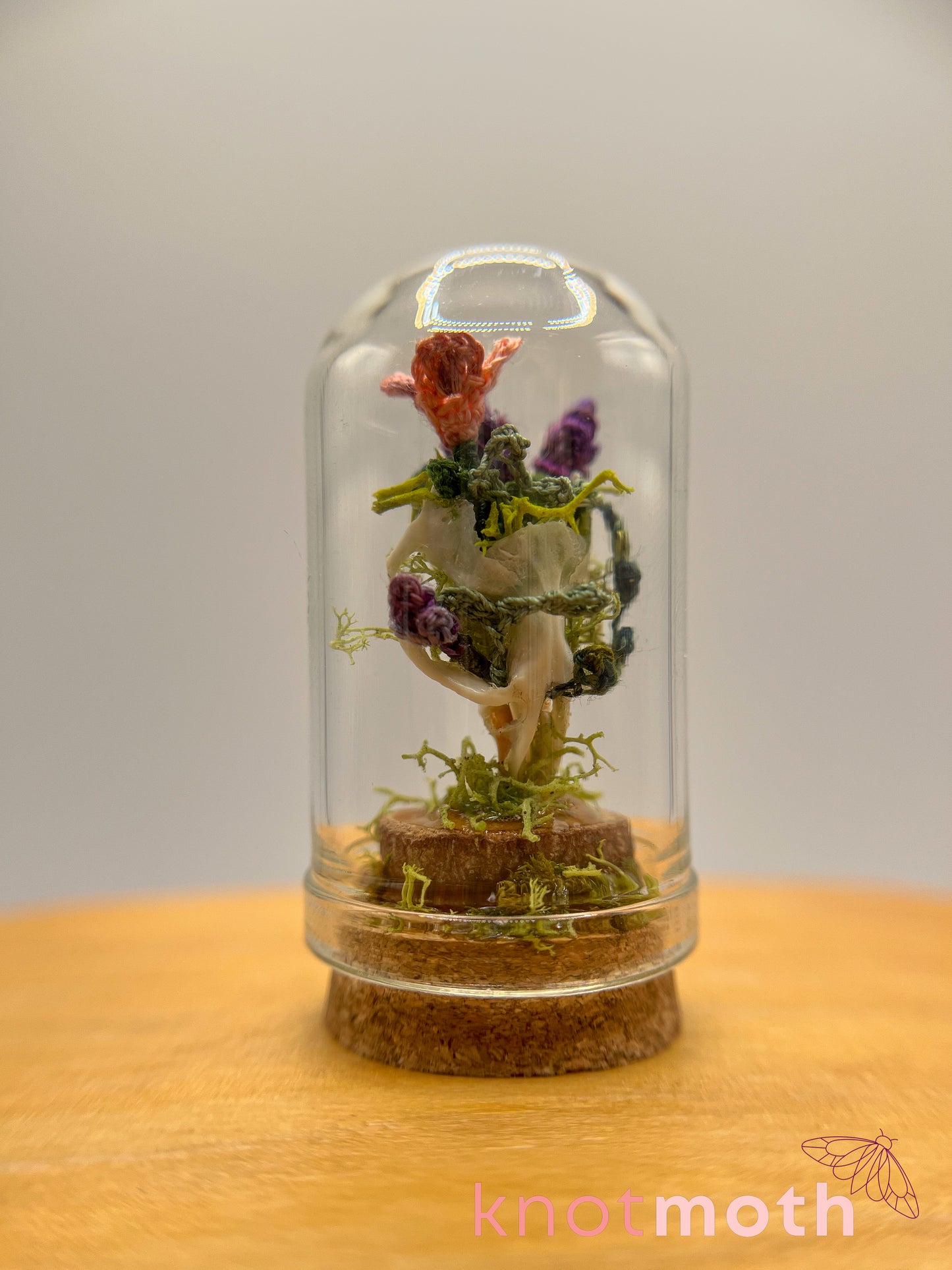 lavender & primrose skull micro crochet cloche jar