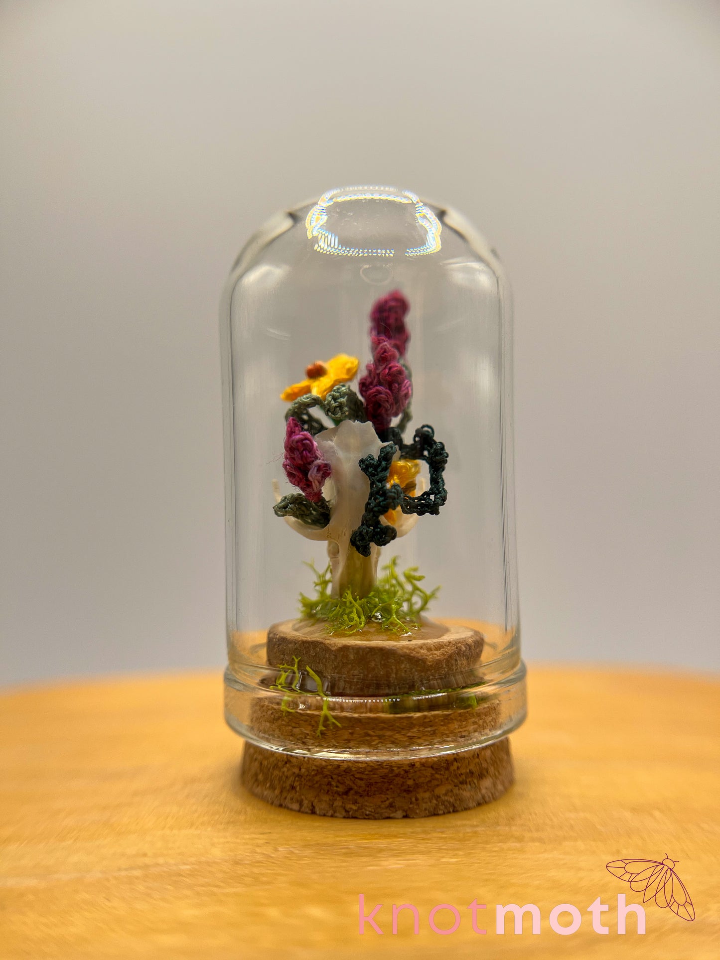 lavender & calendula skull micro crochet cloche jar
