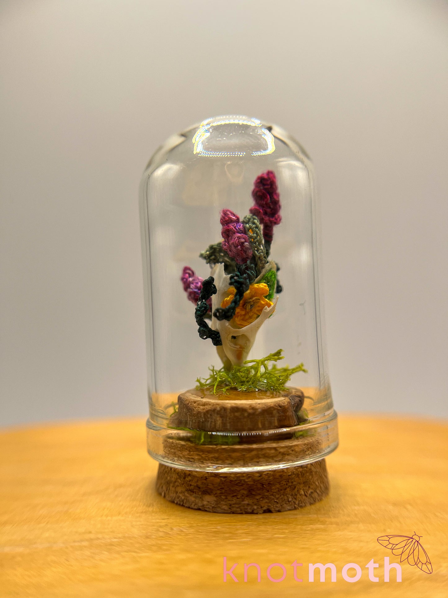 lavender & calendula skull micro crochet cloche jar