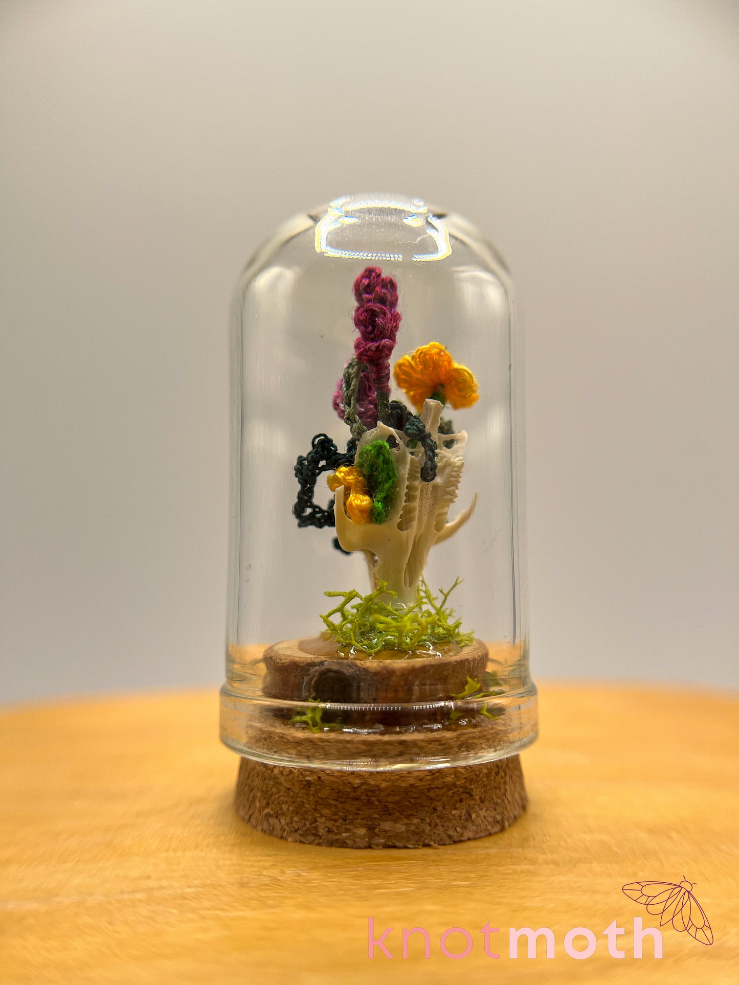 lavender & calendula skull micro crochet cloche jar