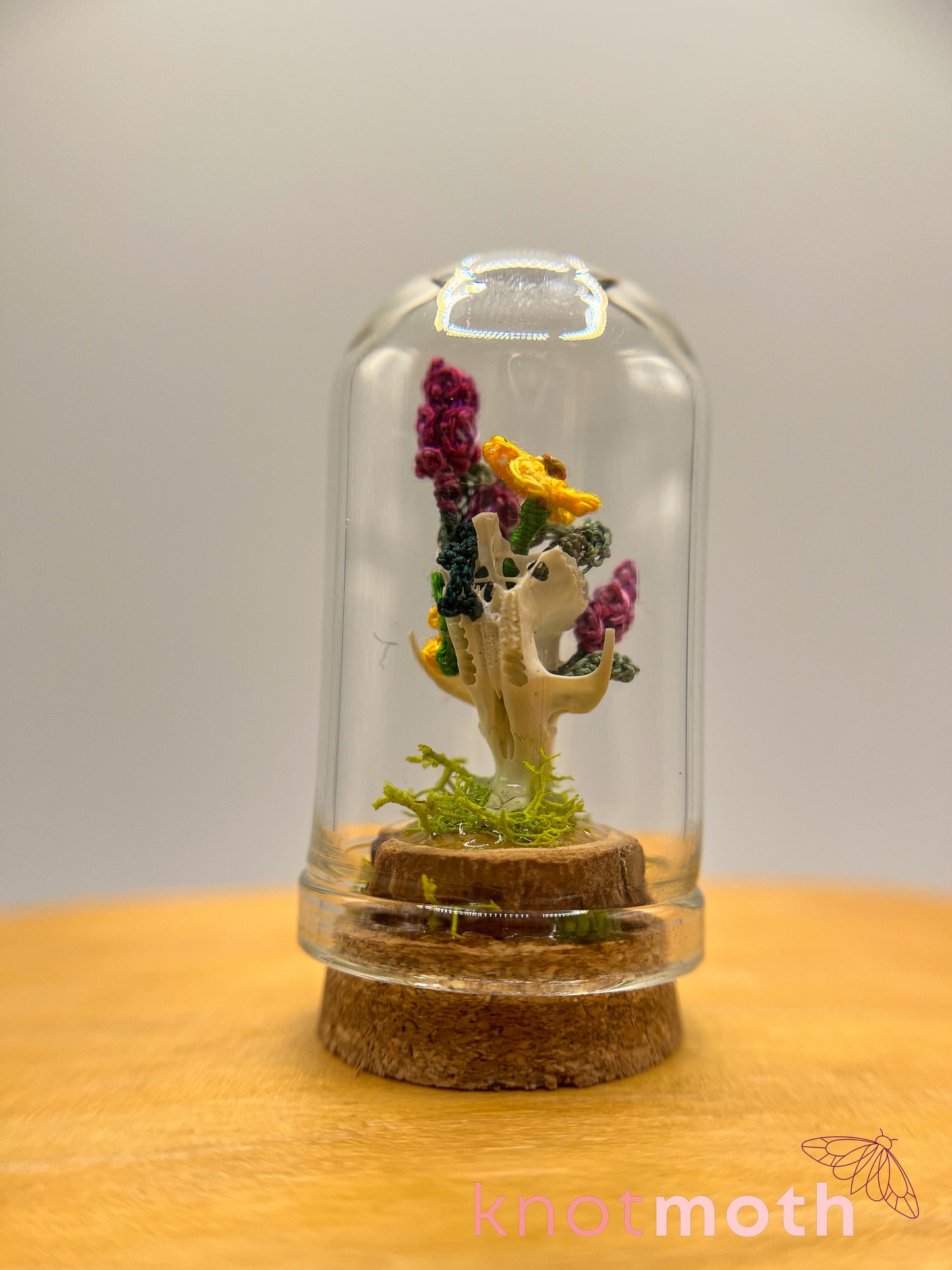 lavender & calendula skull micro crochet cloche jar