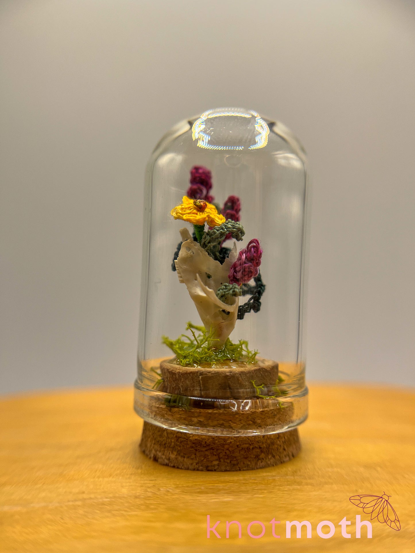 lavender & calendula skull micro crochet cloche jar