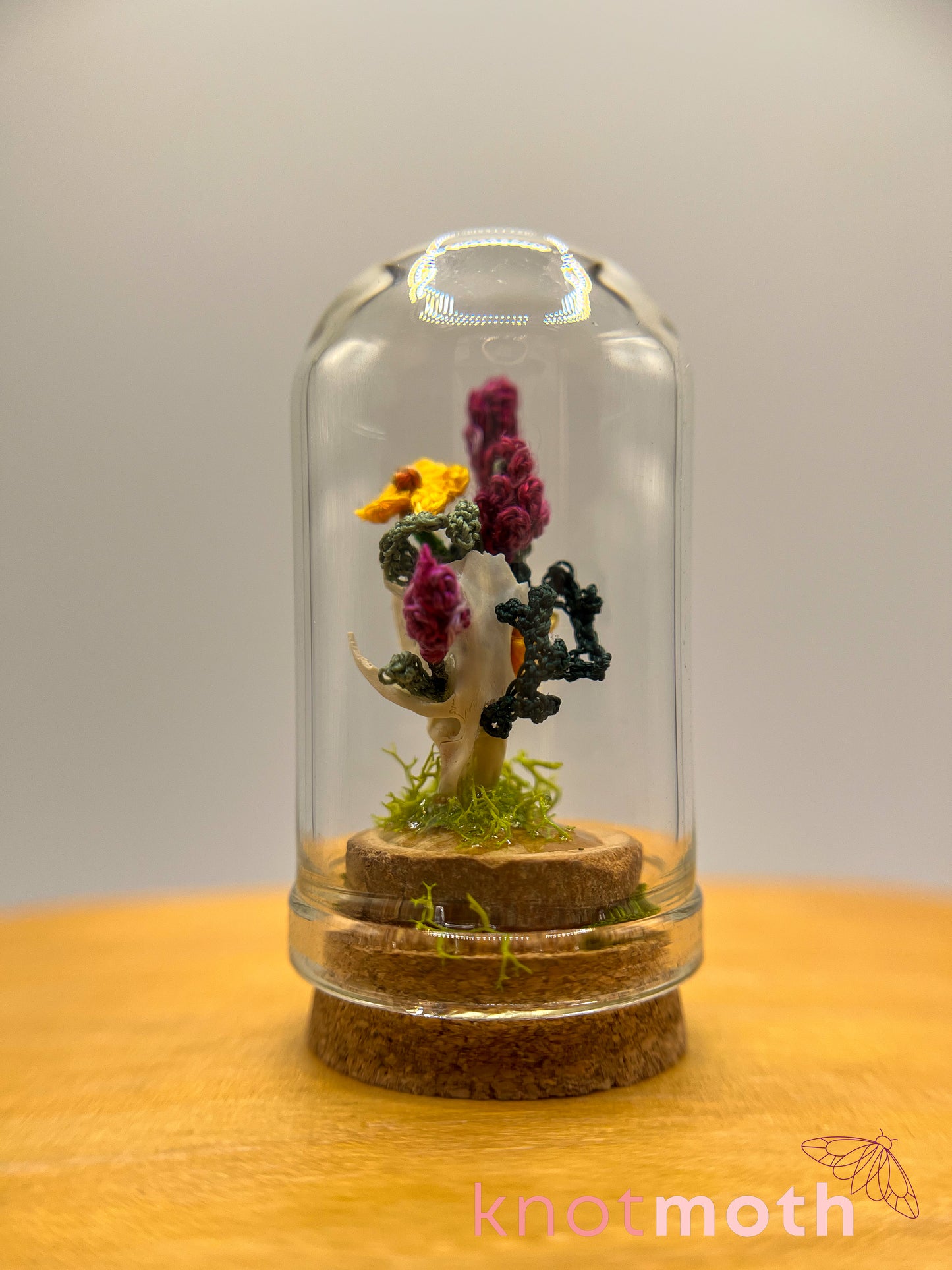 lavender & calendula skull micro crochet cloche jar