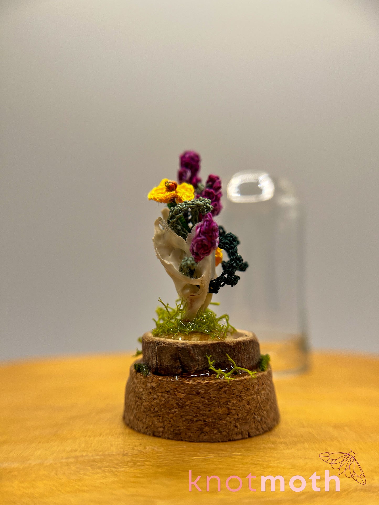 lavender & calendula skull micro crochet cloche jar