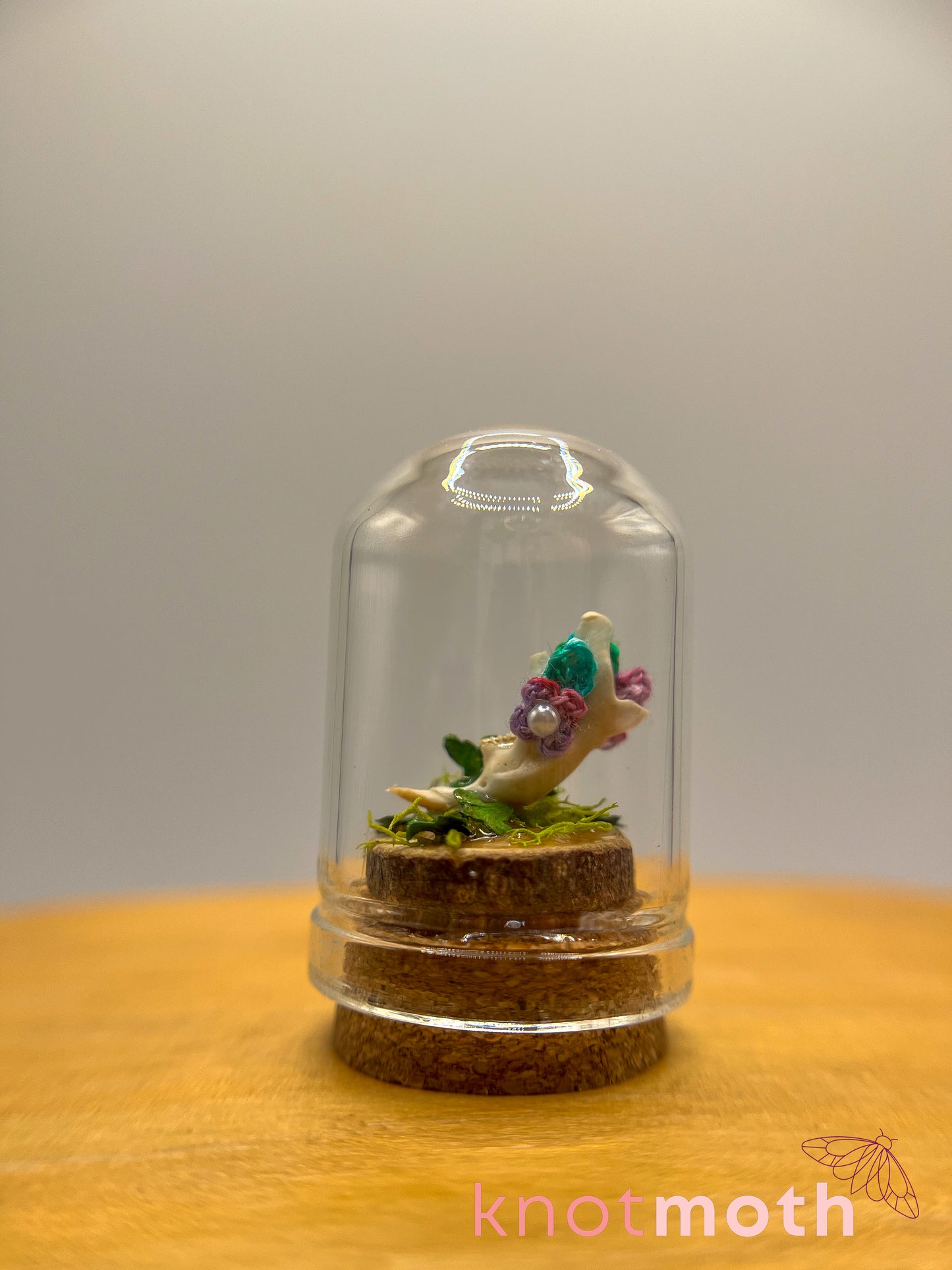 violets & jawbone micro crochet cloche jar