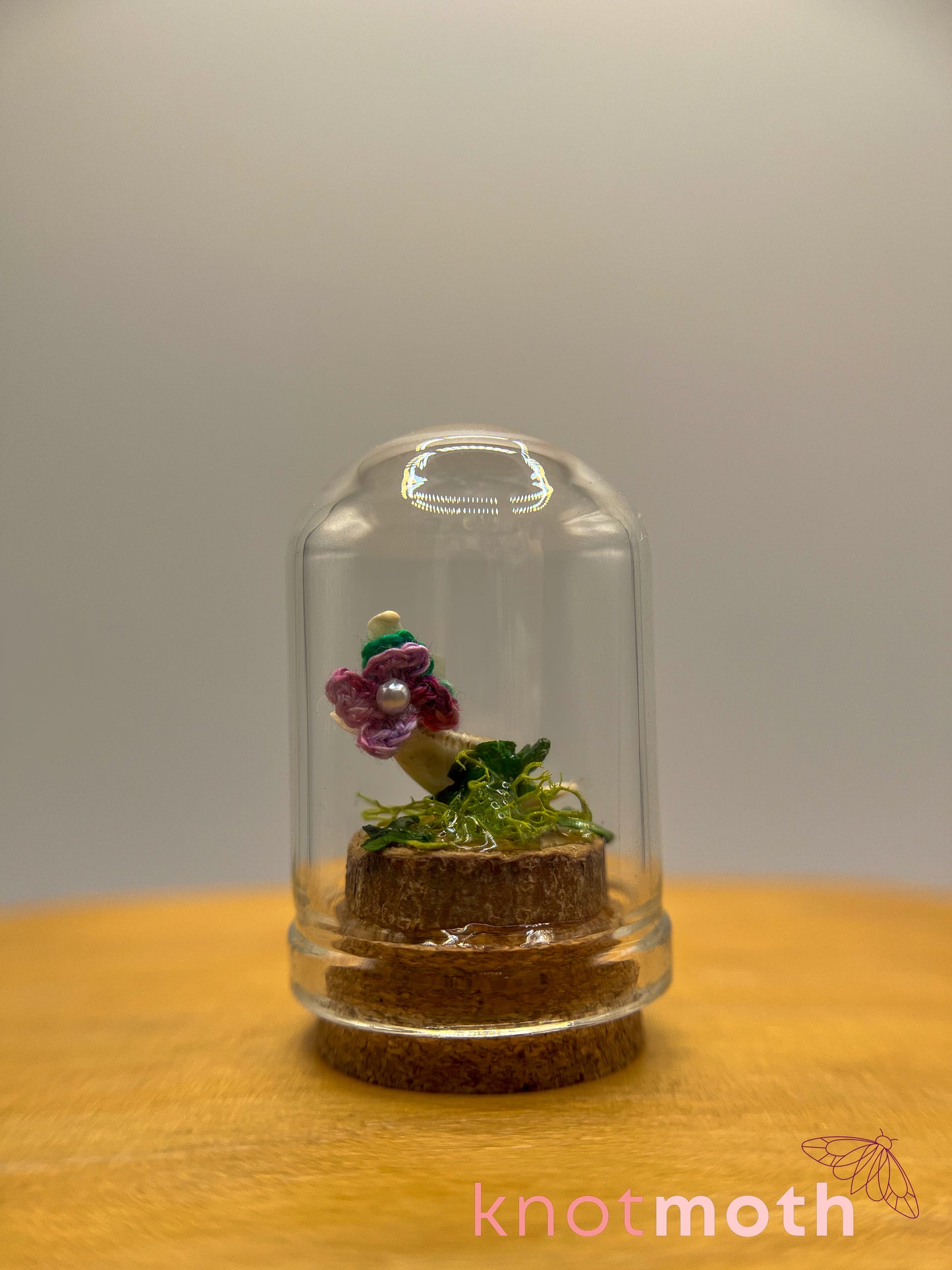 violets & jawbone micro crochet cloche jar