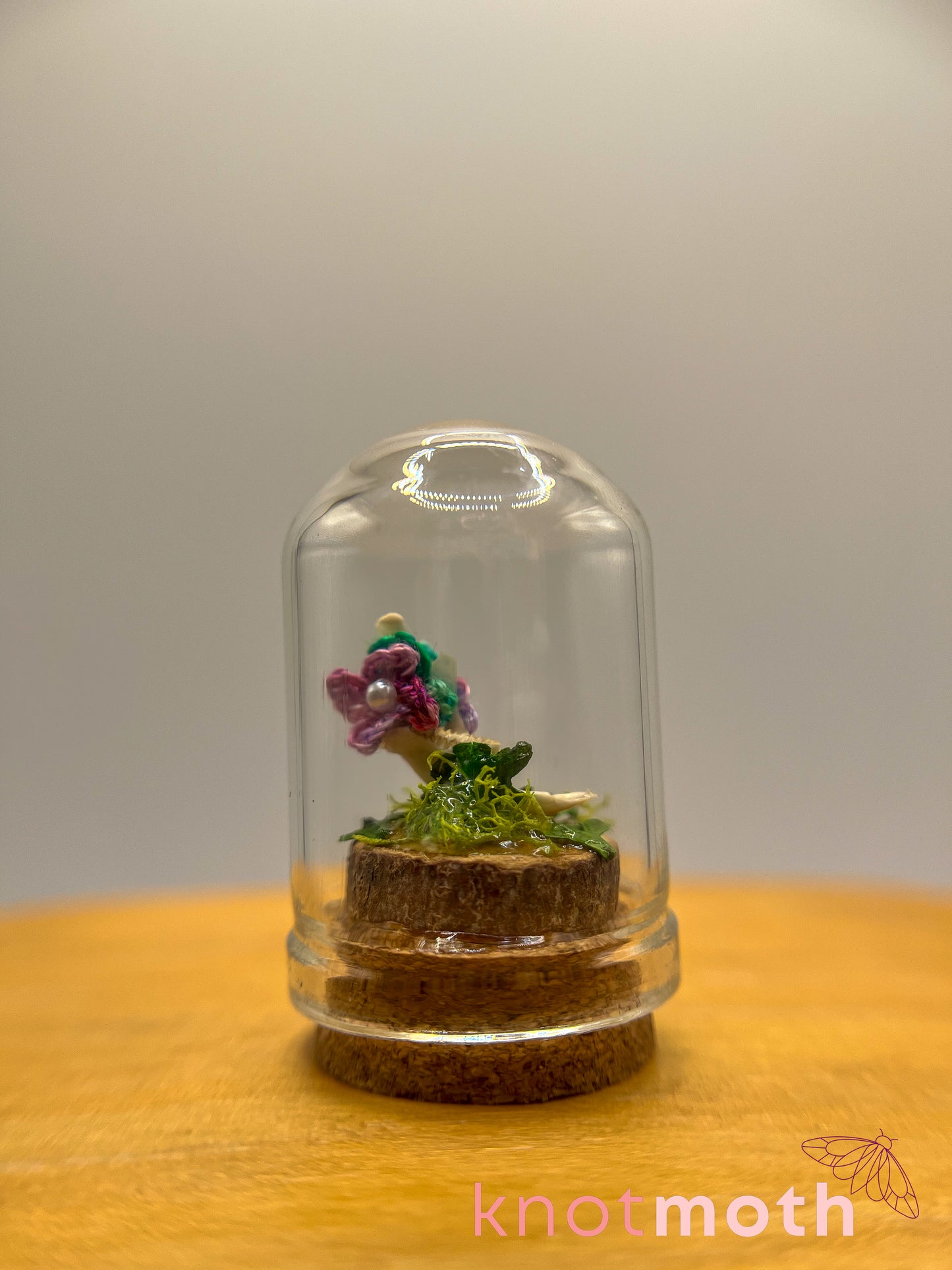 violets & jawbone micro crochet cloche jar